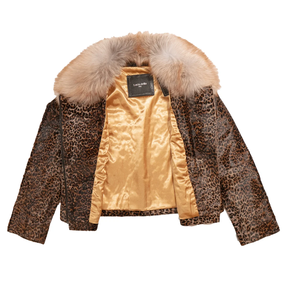 Kashani Women's Leopard Cavalino Pony Hair Cropped Biker Jacket - Image 4