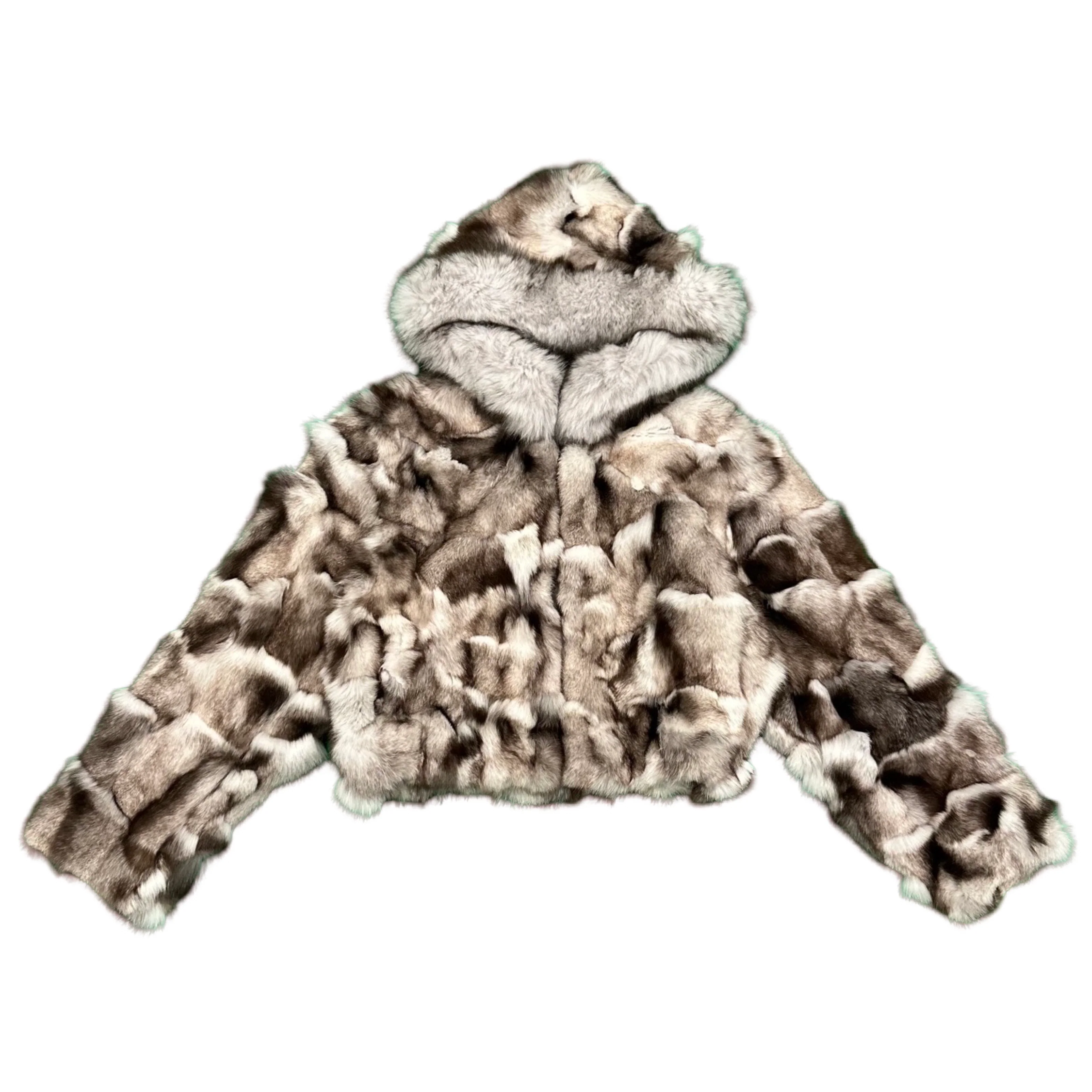 Kashani Women's Natural Blue Fox Fur Cropped Coat