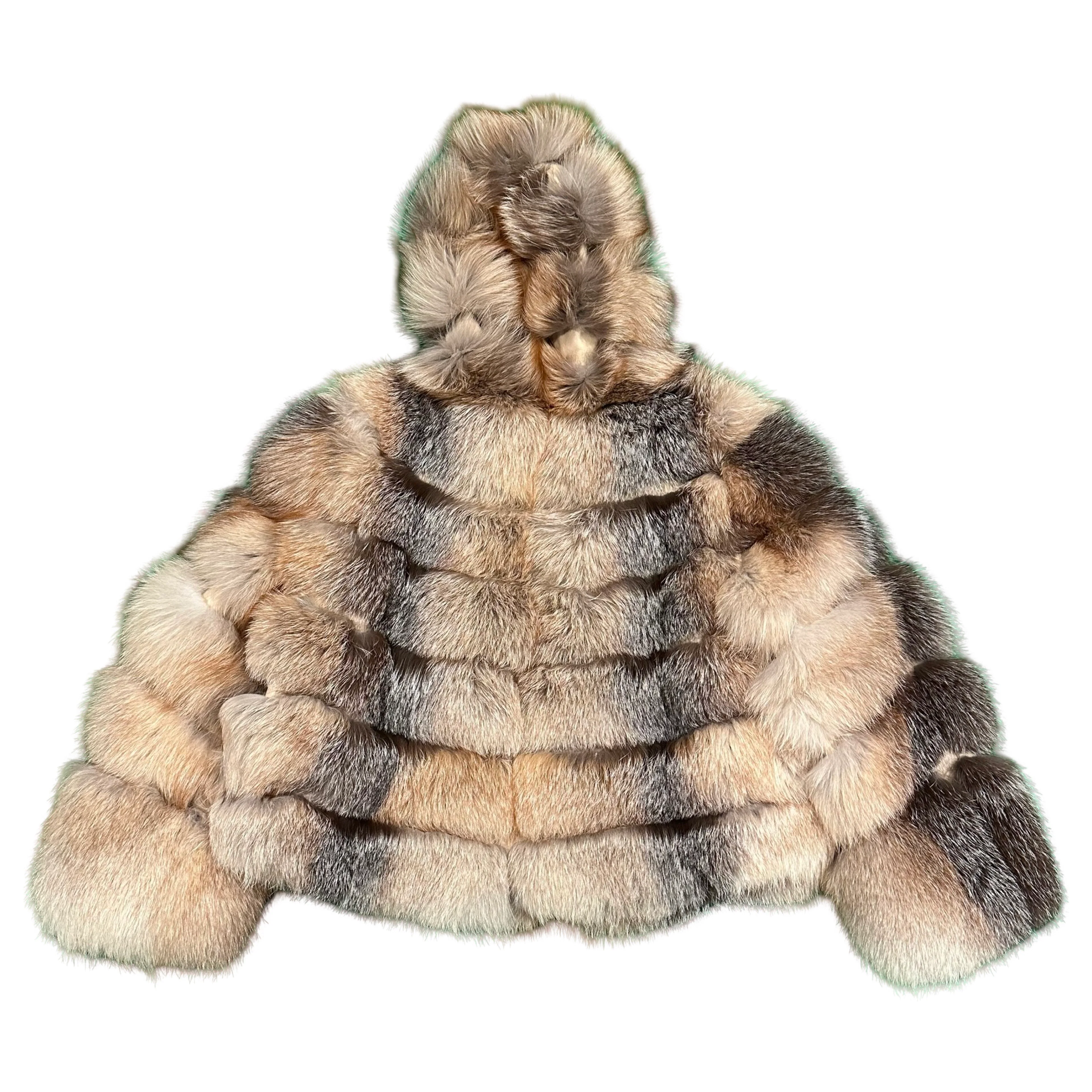 Kashani Women's Natural Golden Island Fox Fur Hooded Copped Jacket - Image 5