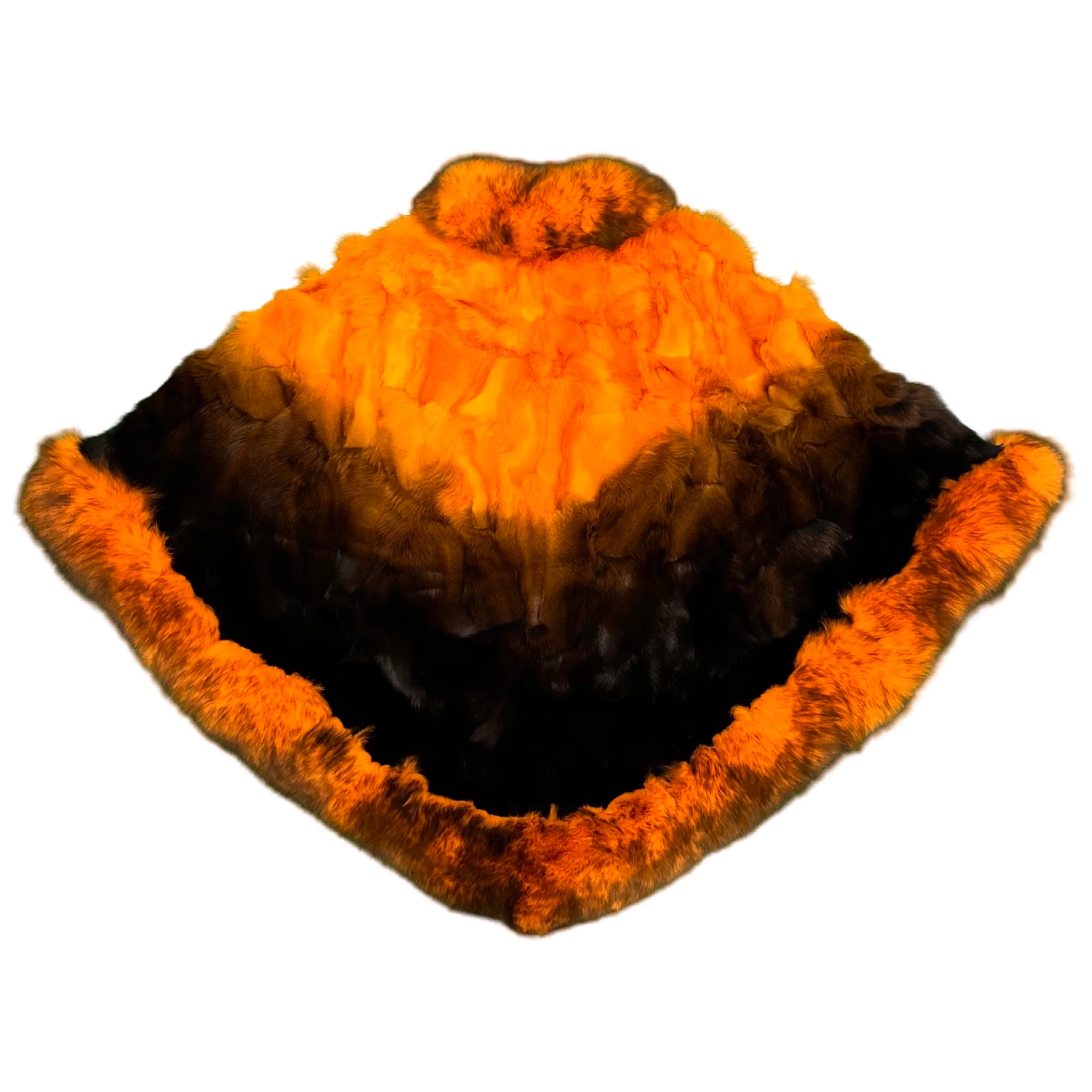 Kashani Women's Orange / Black Fox Fur Poncho - Image 2