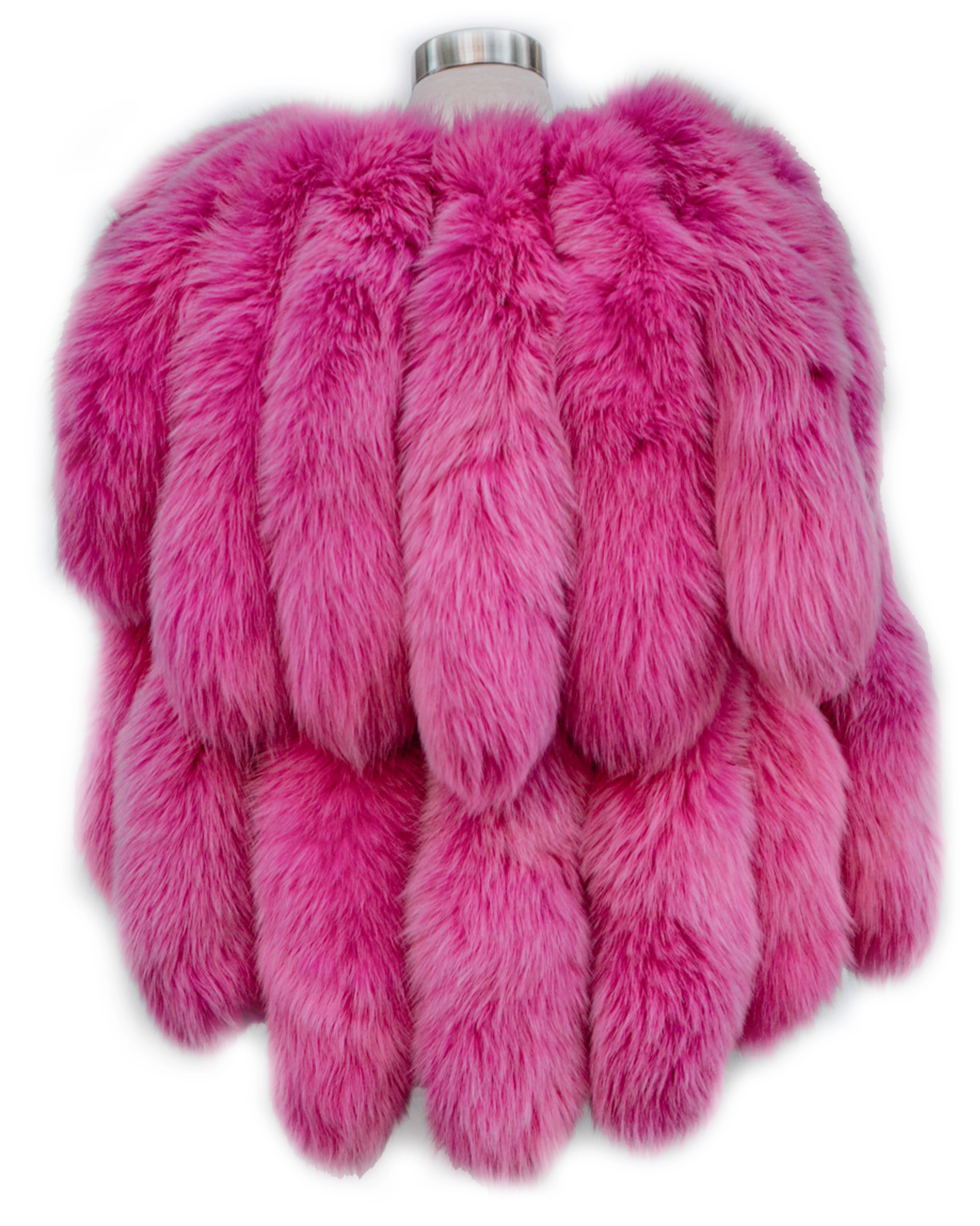 Kashani Women's Pink All Over Fox Tails Fur Poncho - Image 2