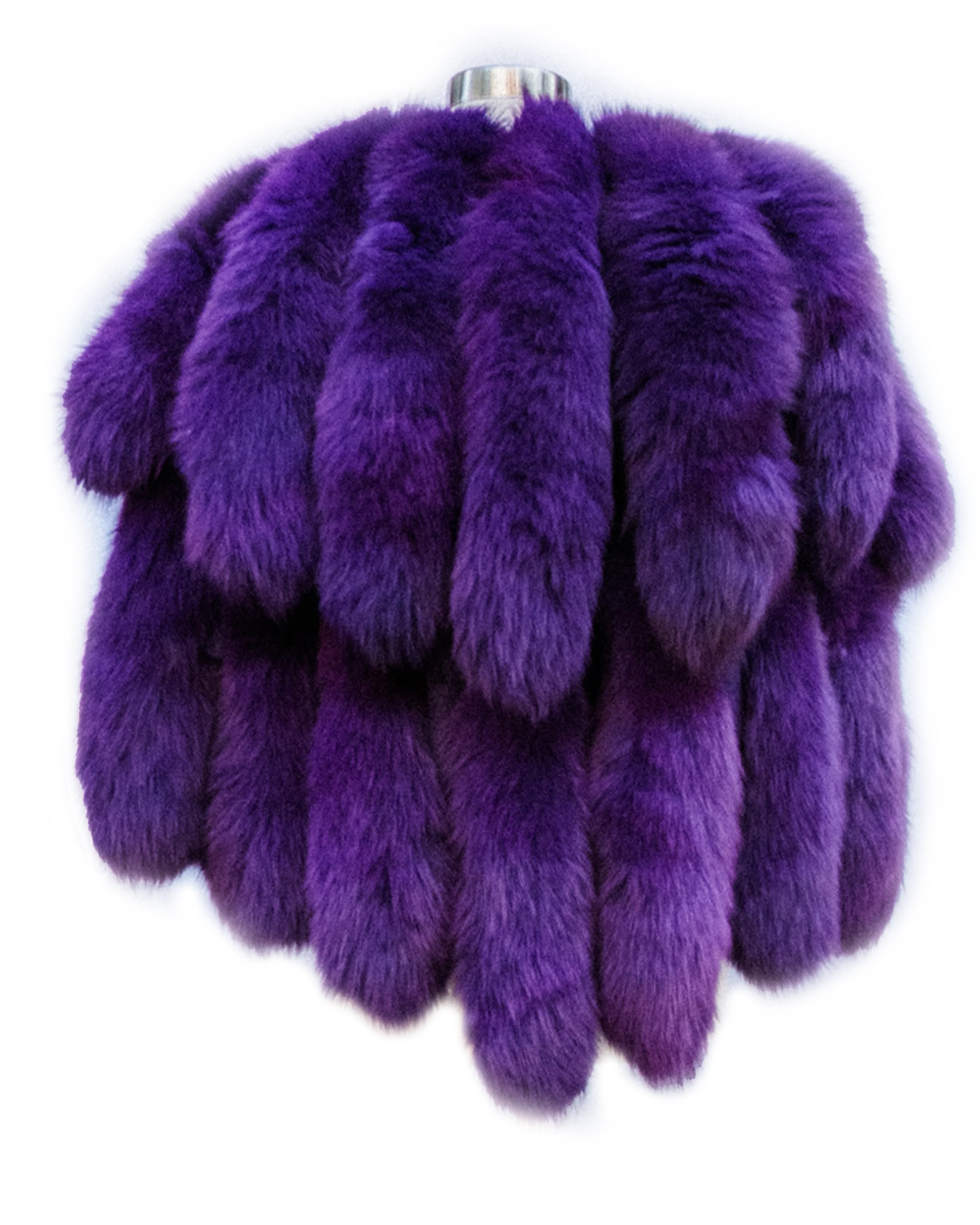 Kashani Women's Purple All Over Fox Tails Fur Poncho - Image 2
