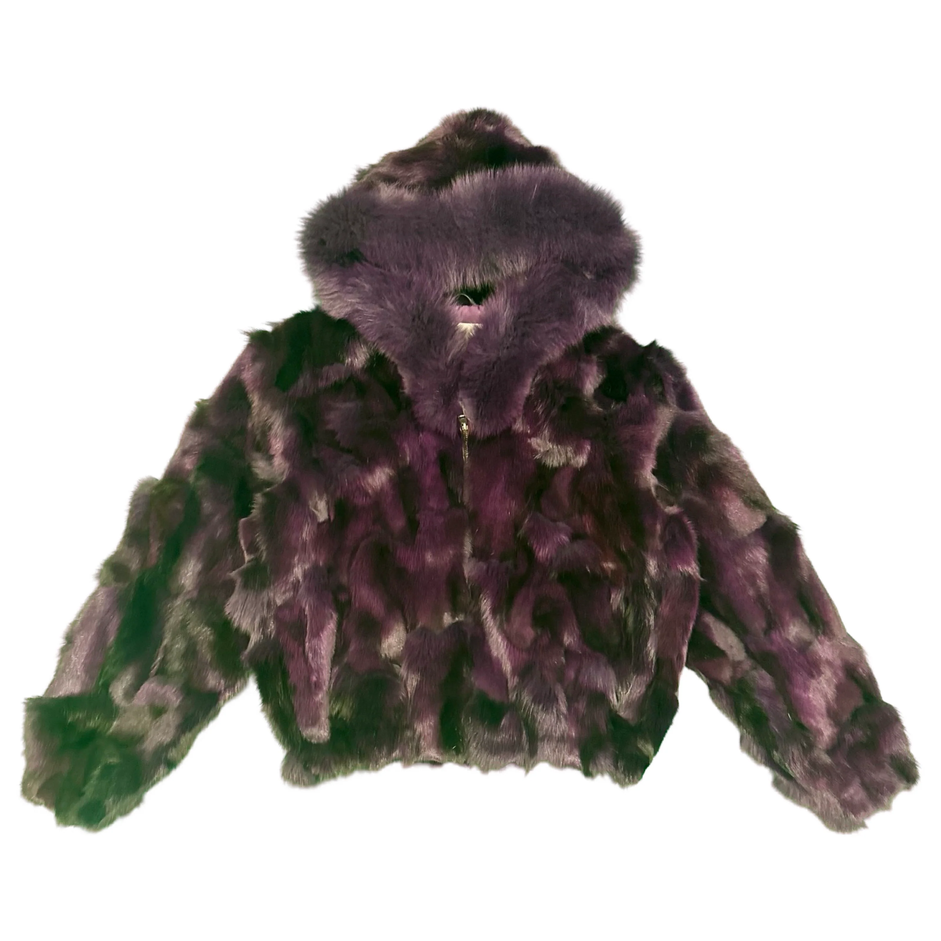 Kashani Women's Purple Fox Fur Hooded Coat