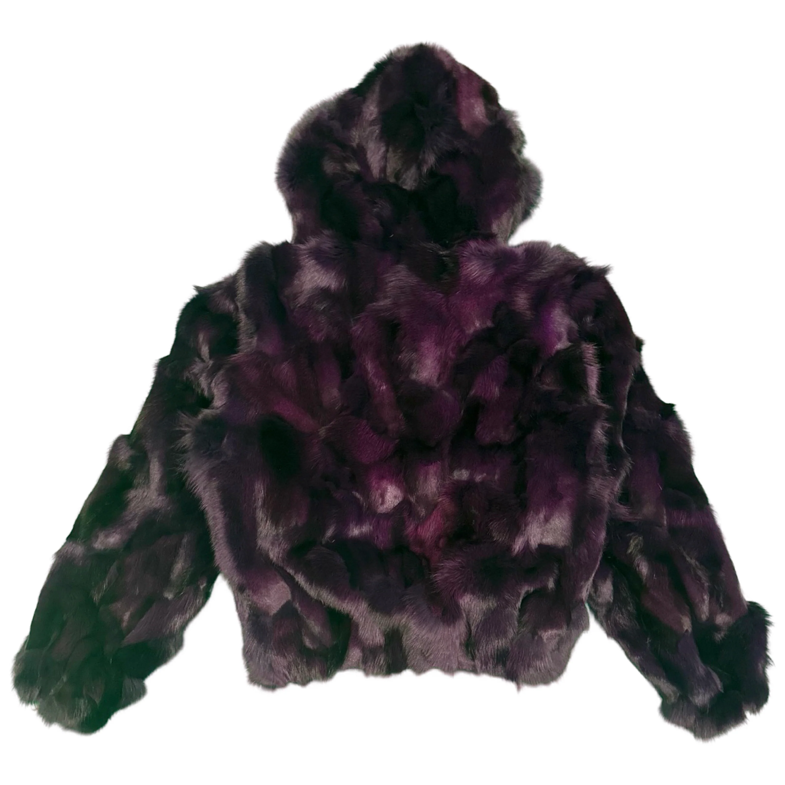 Kashani Women's Purple Fox Fur Hooded Coat - Image 2