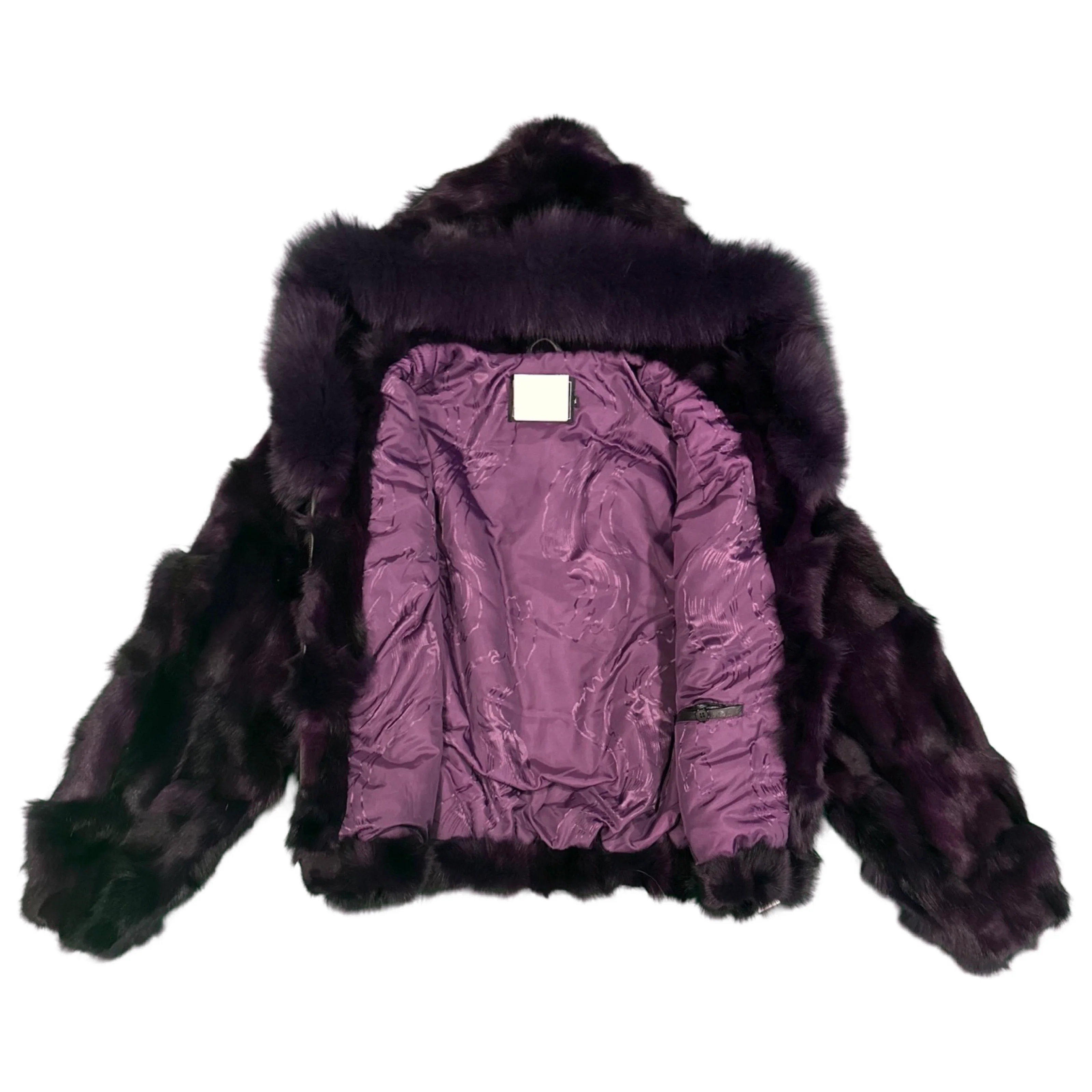 Kashani Women's Purple Fox Fur Hooded Coat - Image 3