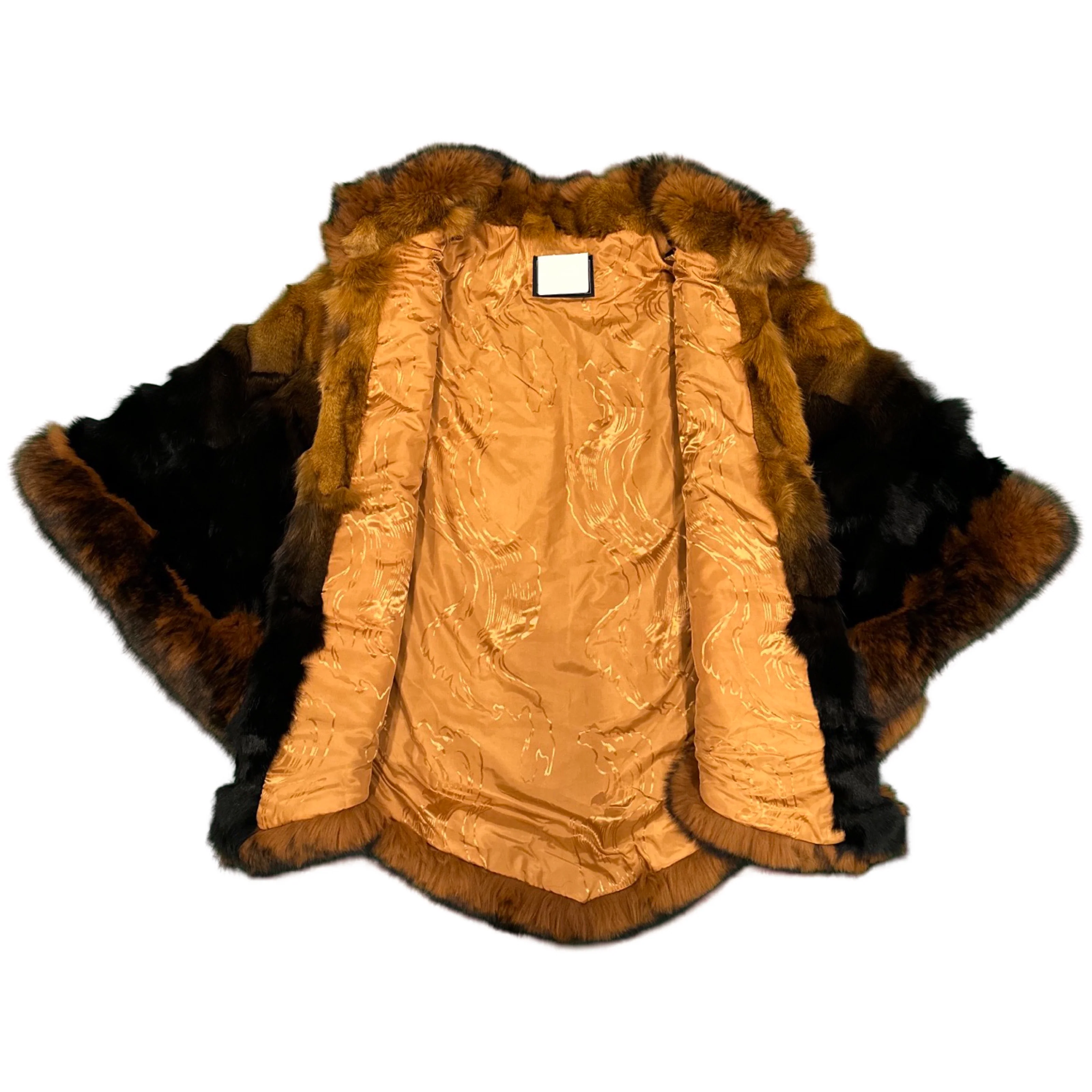 Kashani Women's Whiskey / Black Fox Fur Poncho - Image 3