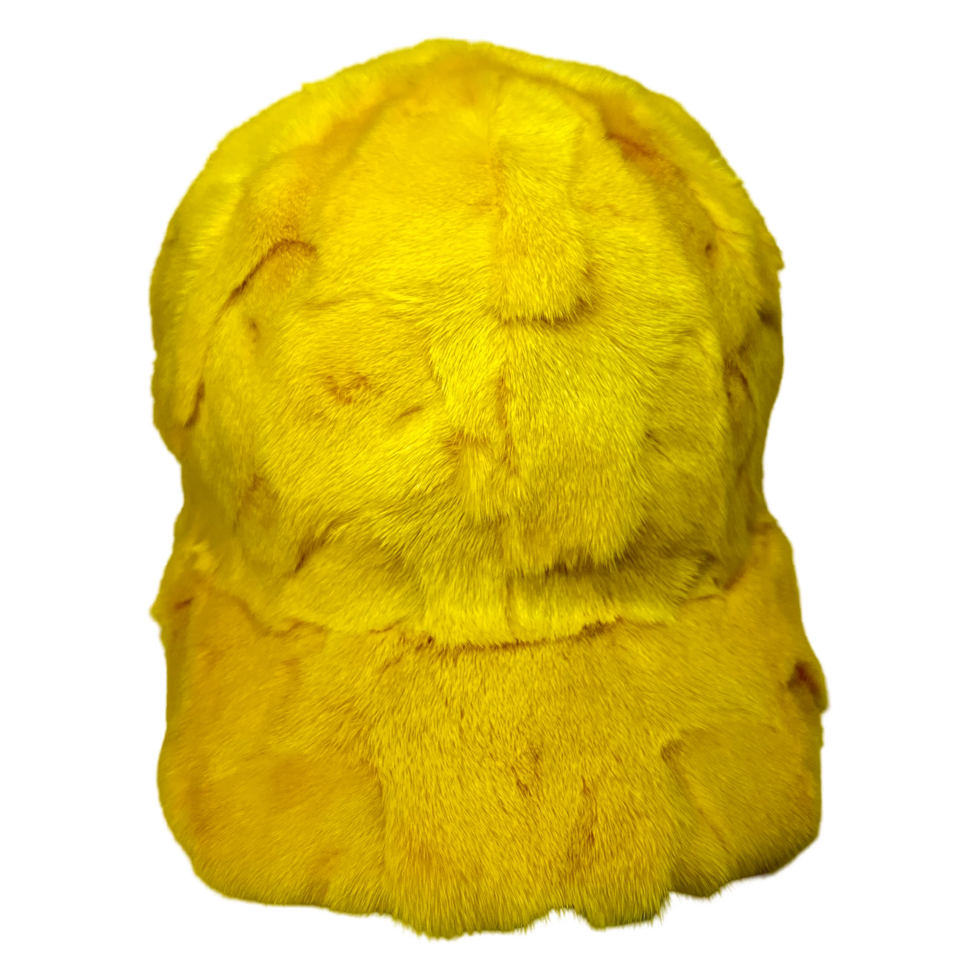 Kashani Yellow Diamond Cut Mink Baseball Hat - Image 2