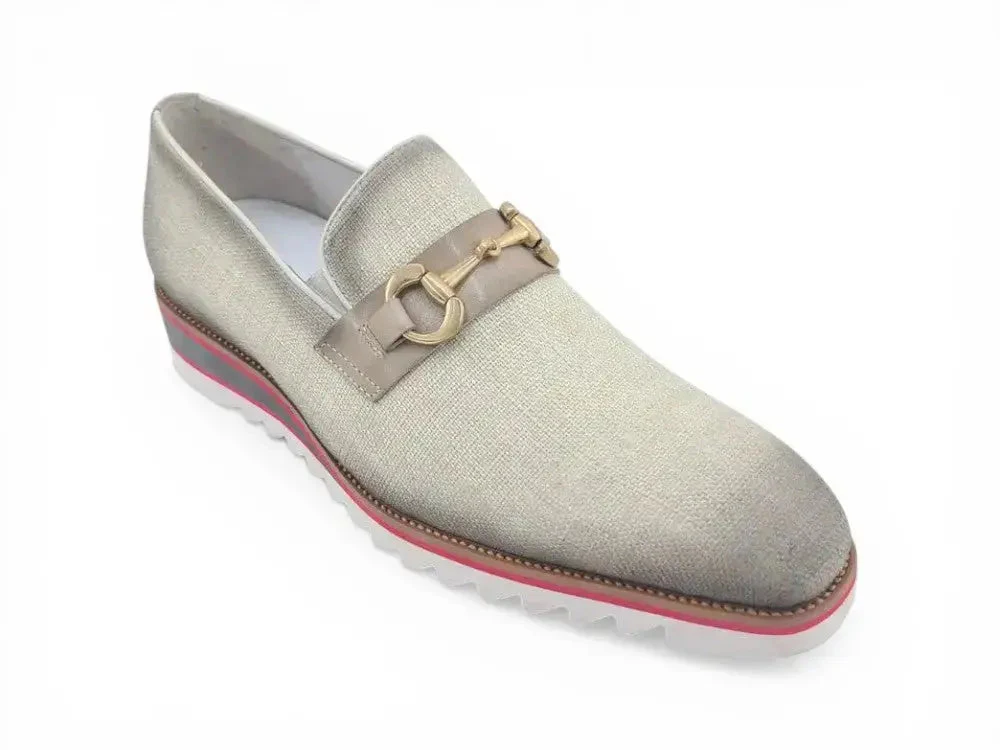 Linen Loafer With Gold Tone Buckle - Image 13