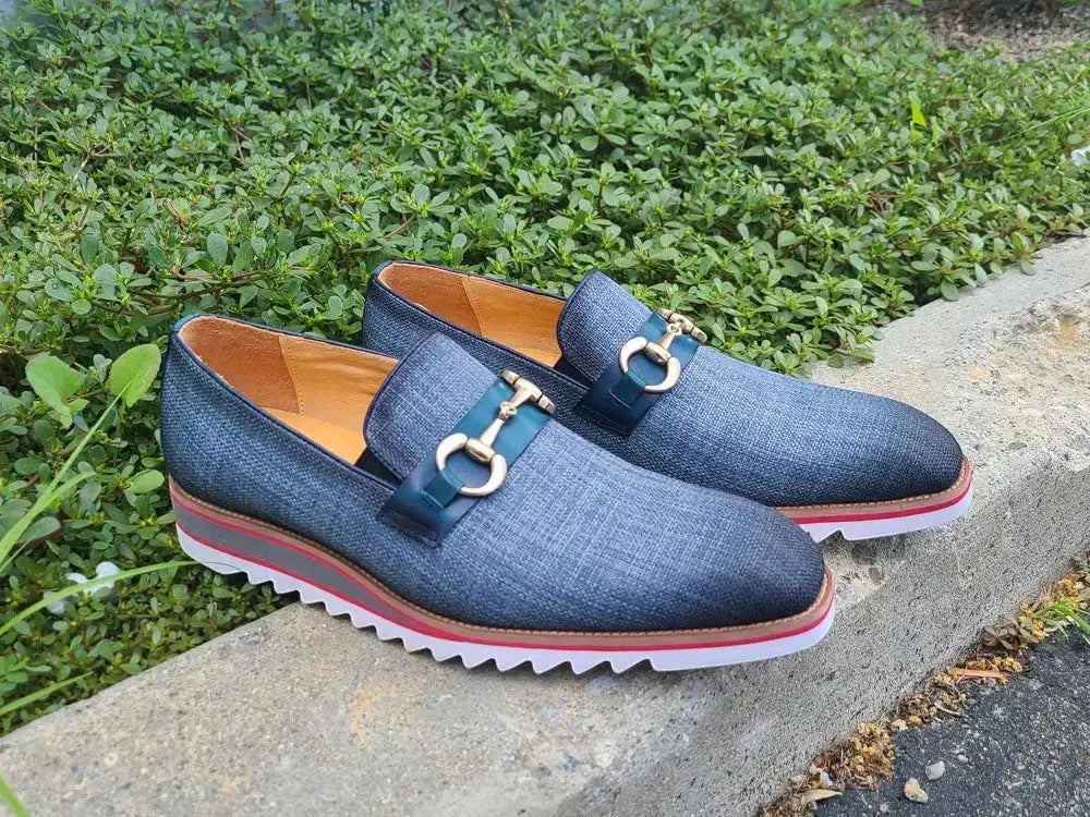 Linen Loafer With Gold Tone Buckle - Image 4