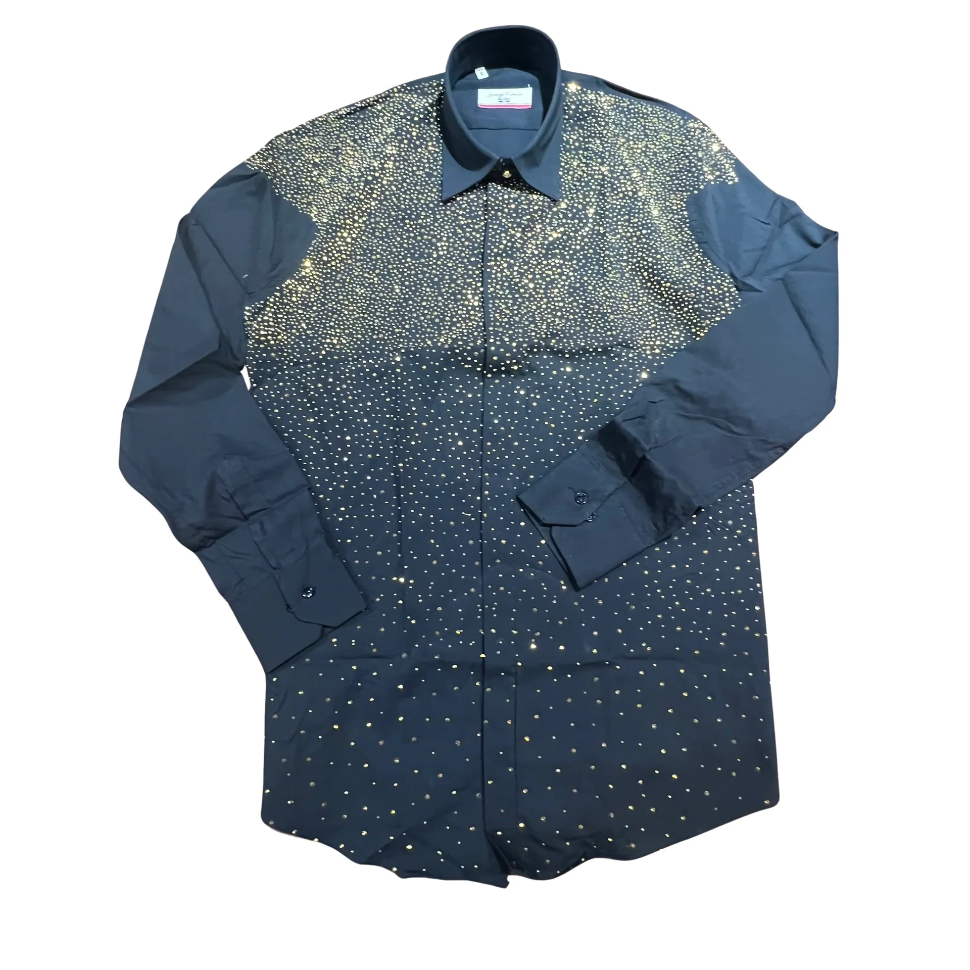 Lorenzzo Franco Black Gold Crystal Button Up Shirt - Image 2
