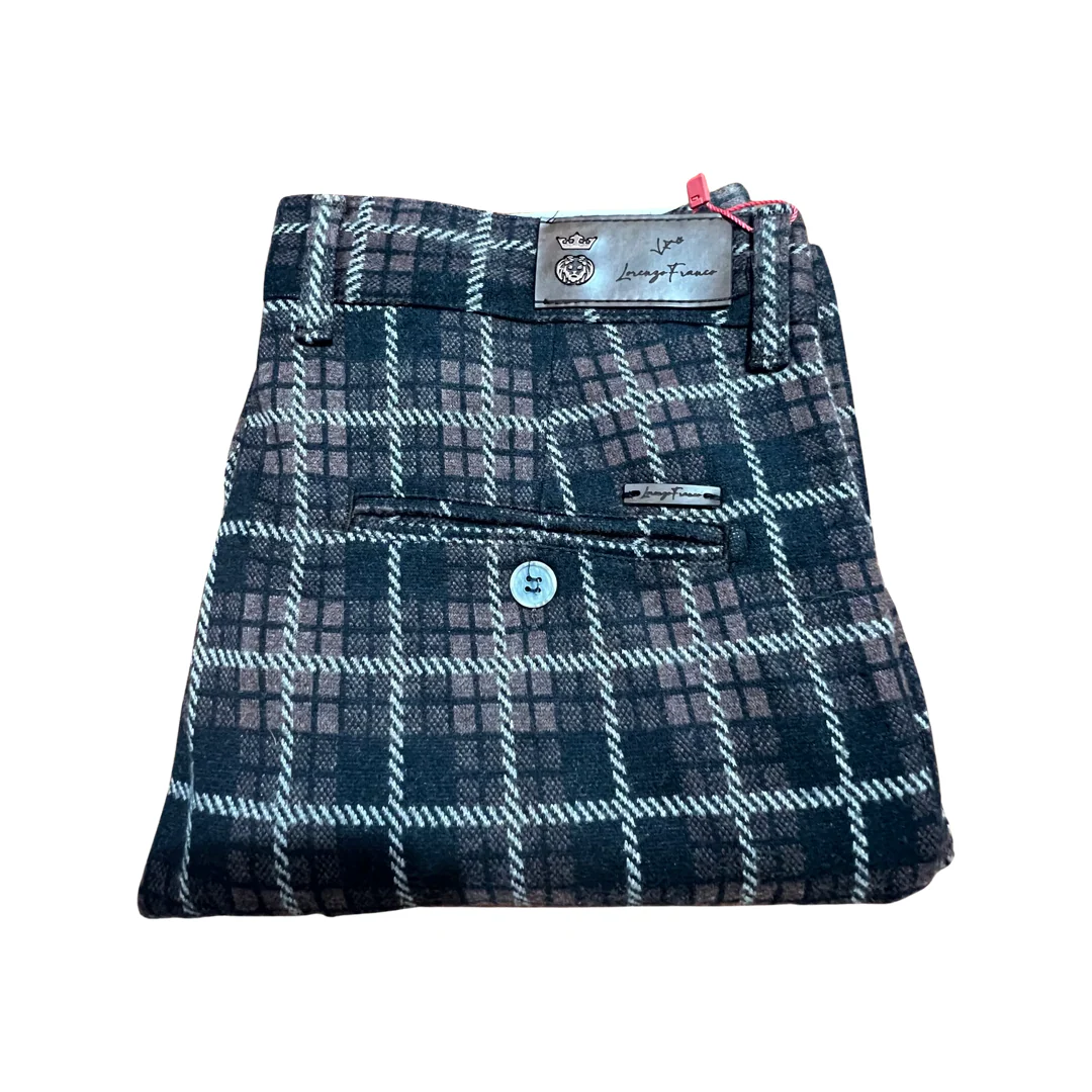 Lorenzzo Franco Brown Plaid Wool Trousers - Image 5