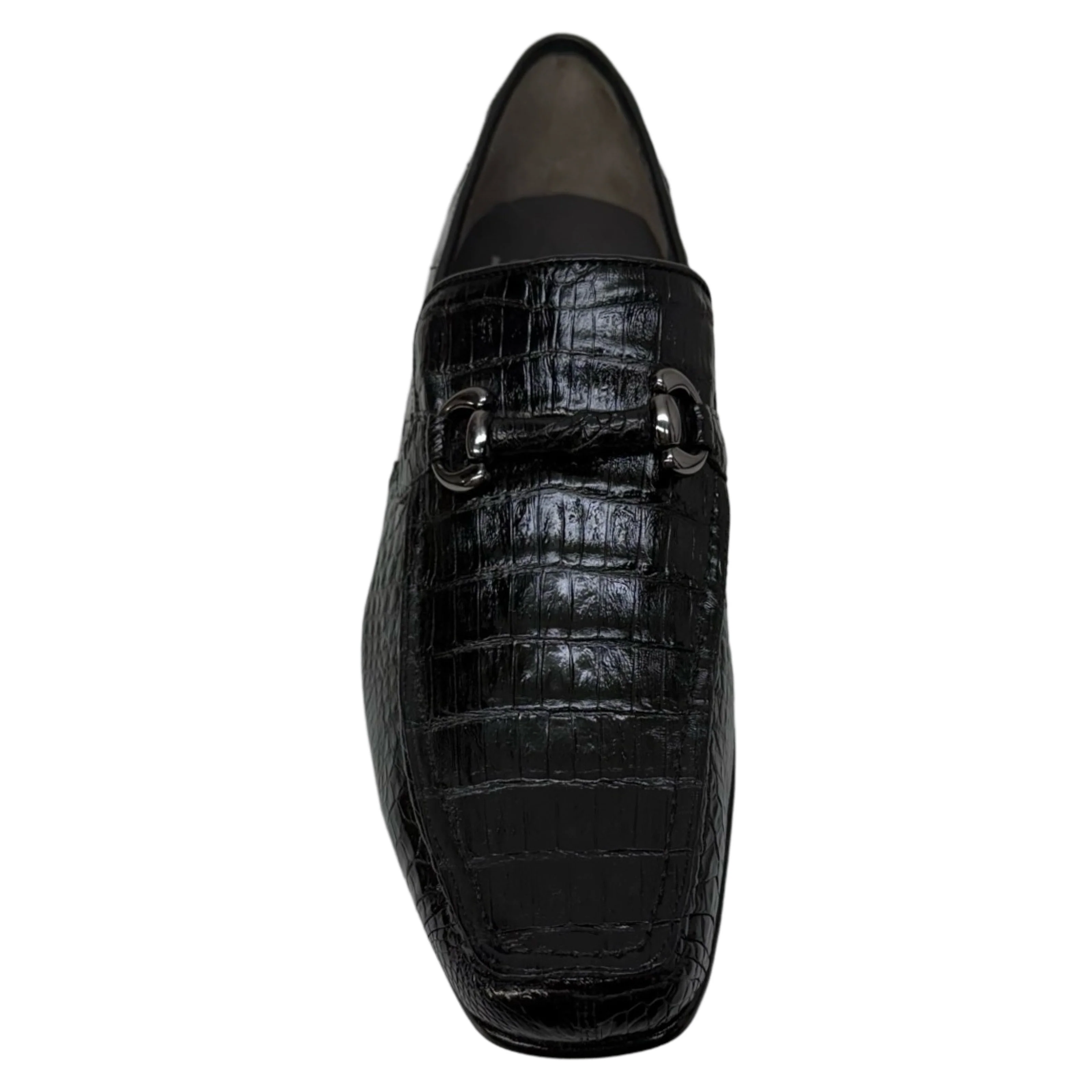 Los Altos Black All-Over Crocodile Belly Loafers - Image 2