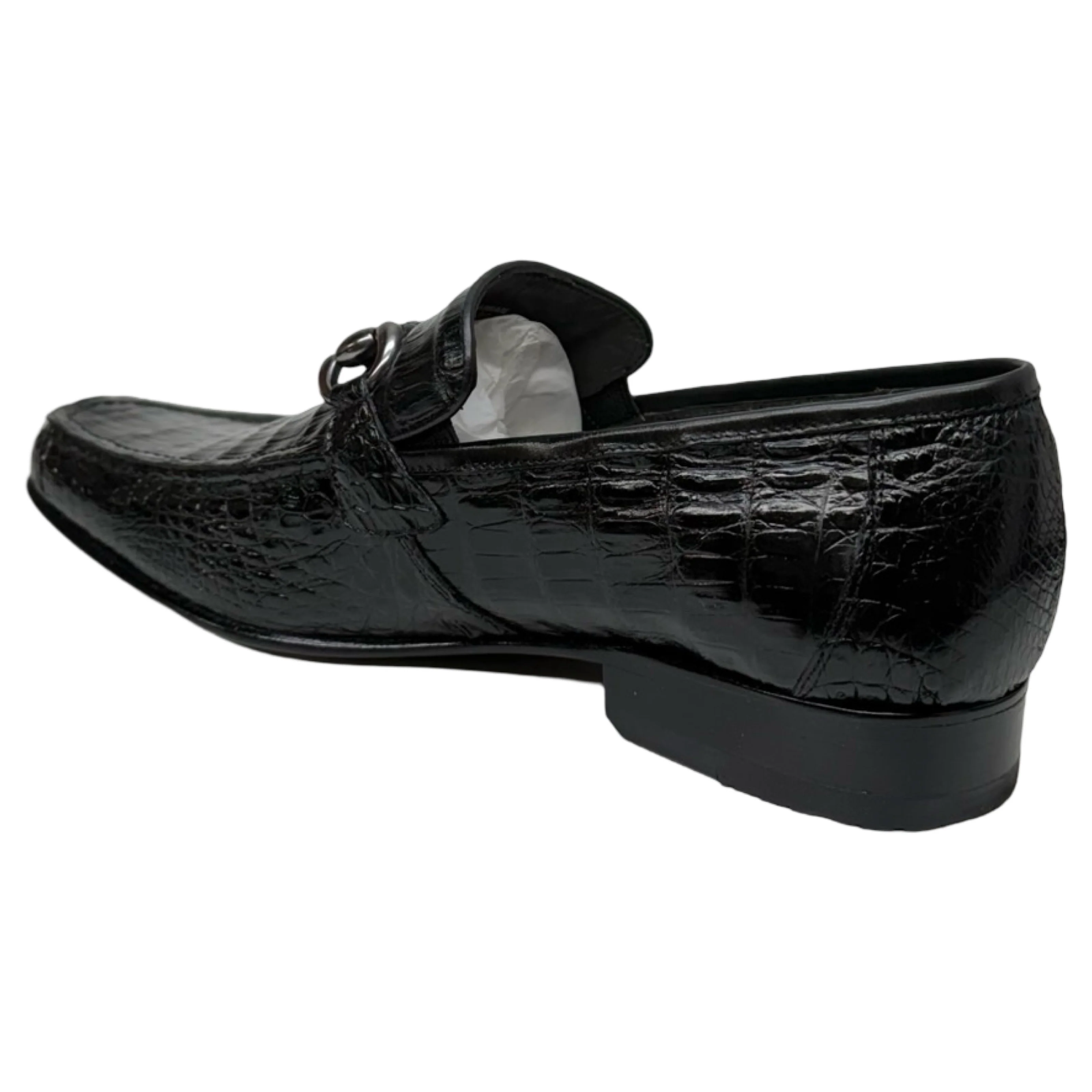 Los Altos Black All-Over Crocodile Belly Loafers - Image 4