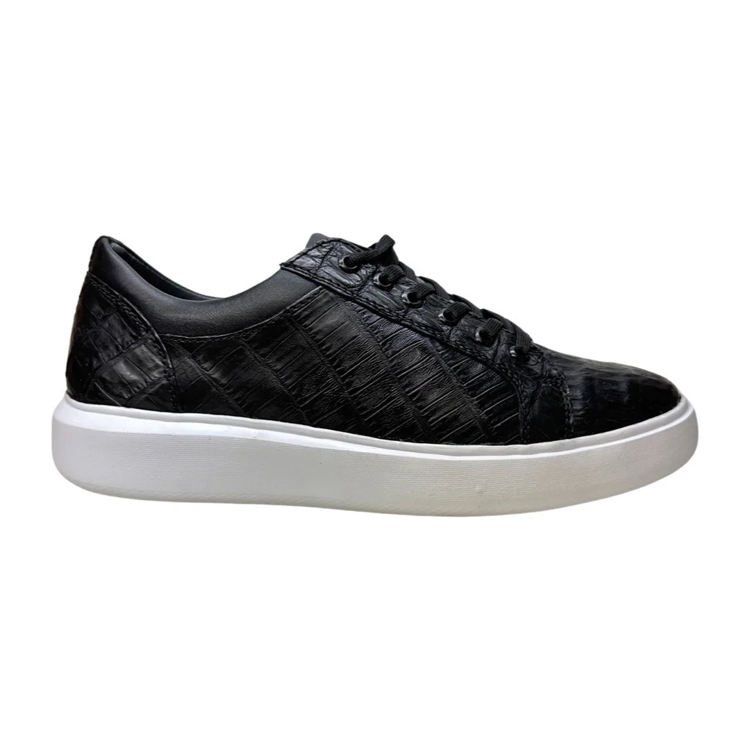 Los Altos Black Caiman Crocodile Low Top Sneakers - Image 5