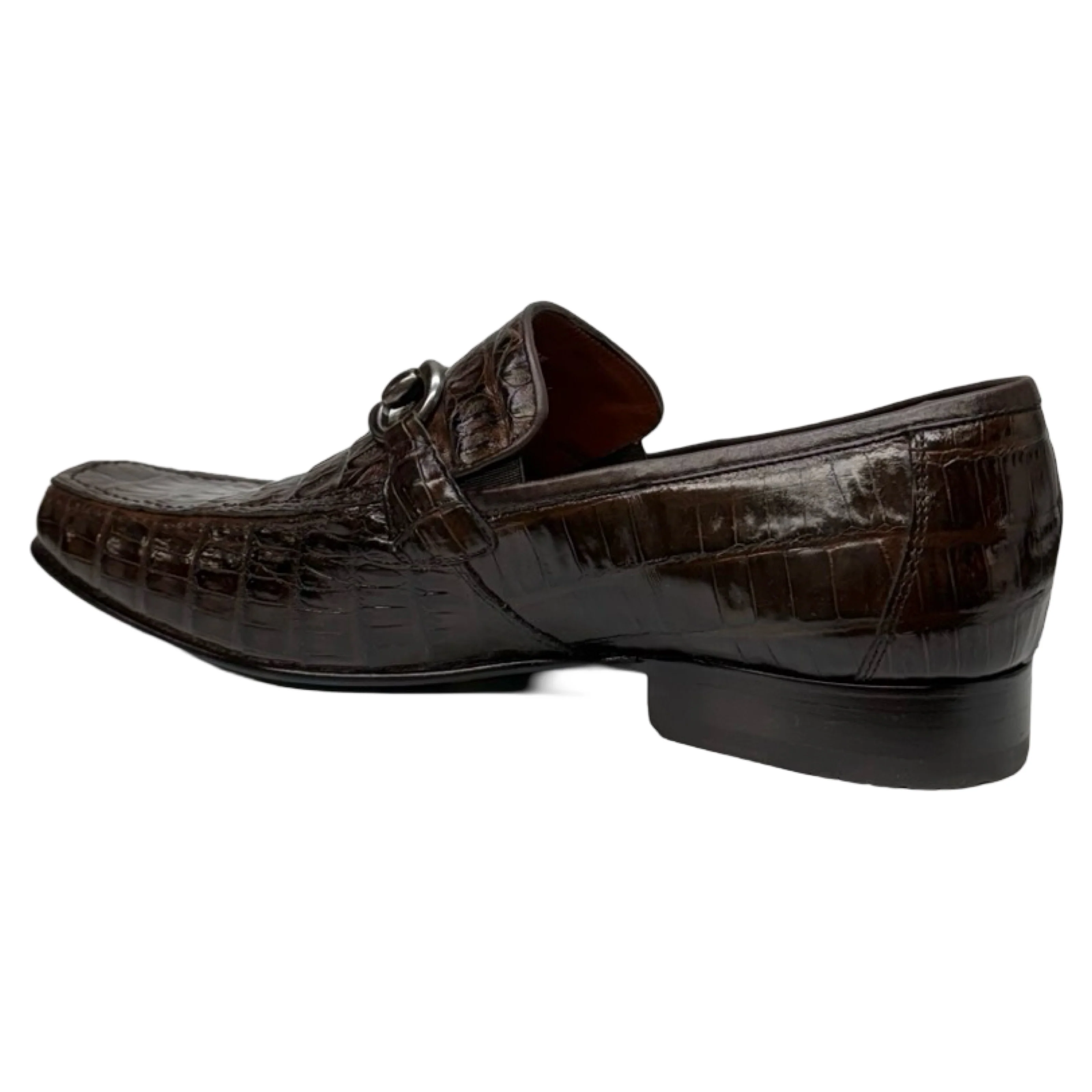 Los Altos Brown All-Over Crocodile Belly Loafers - Image 4