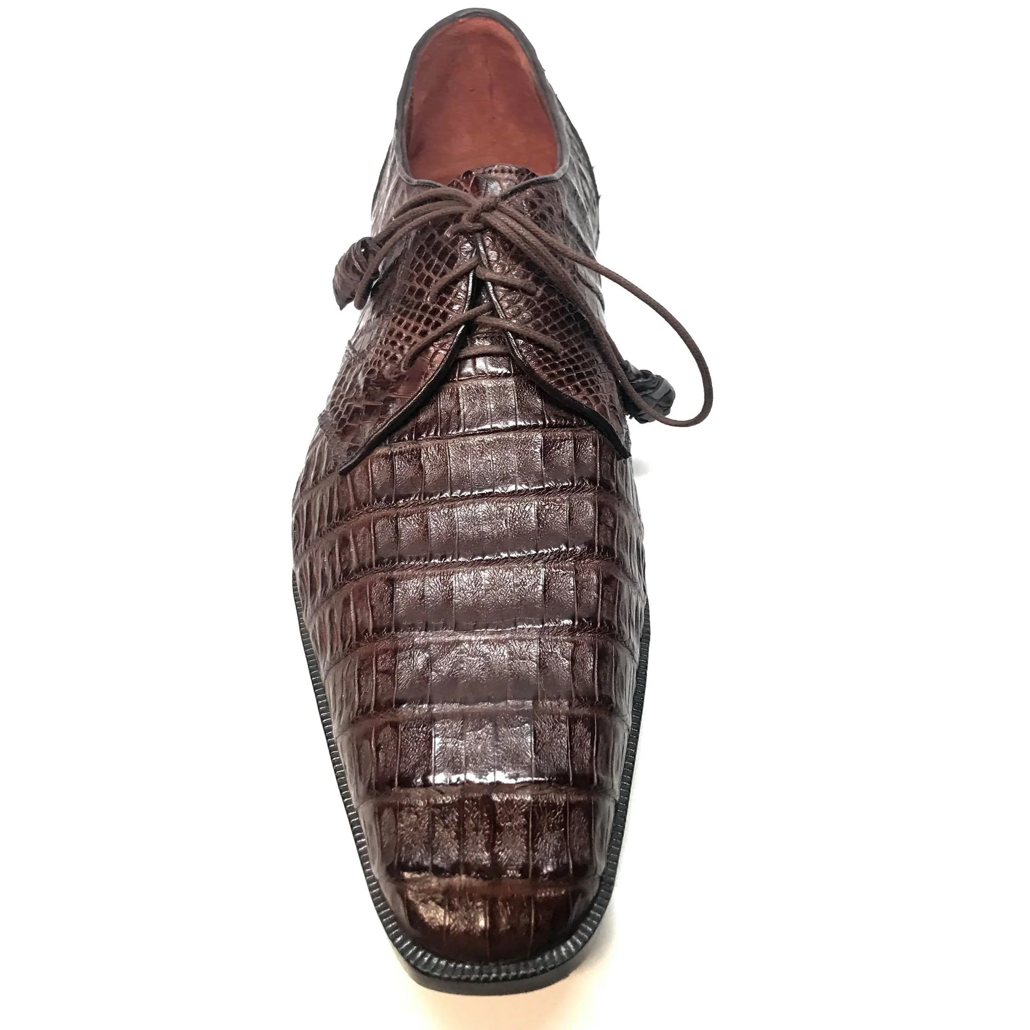 Los Altos Brown All-Over Crocodile Lace Up Dress Shoes - Image 2
