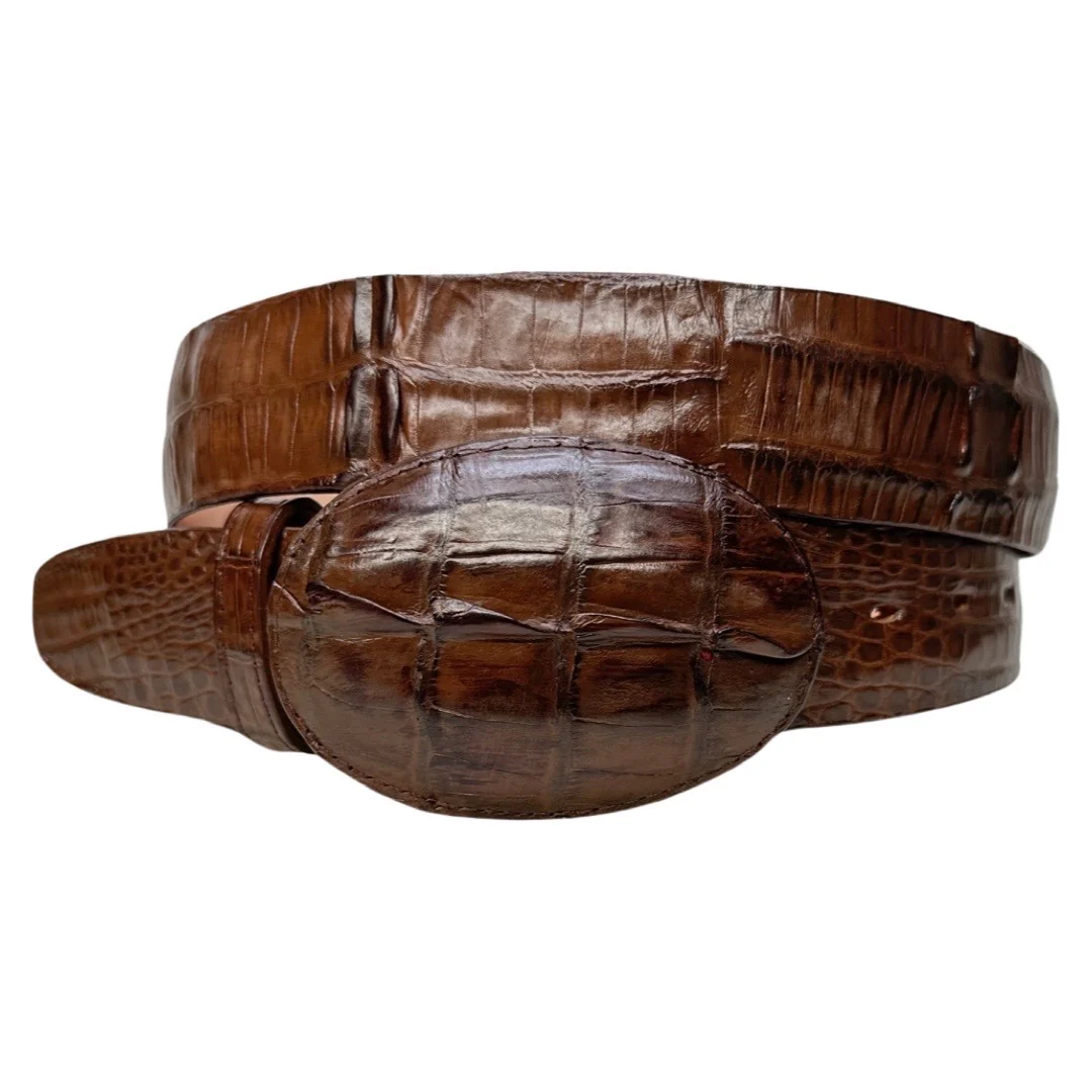 Los Altos Brown Caiman Crocodile Belt - Image 2