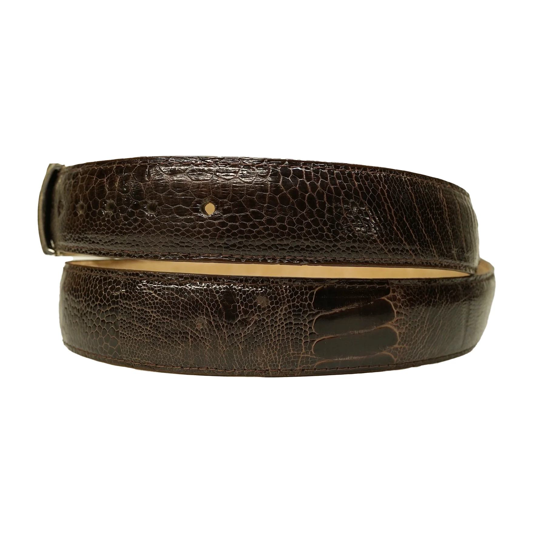 Los Altos Brown Ostrich Leg Belt - Image 2