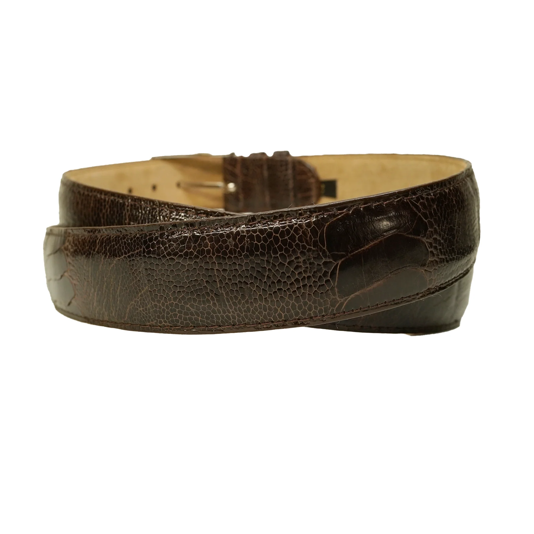 Los Altos Brown Ostrich Leg Belt - Image 3