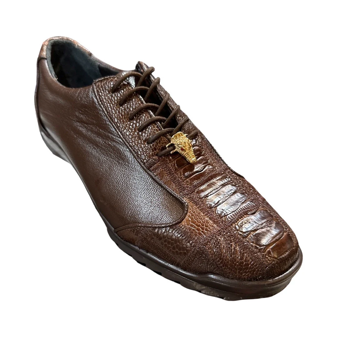 Los Altos Brown Ostrich Leg Lace Up Sneakers - Image 6