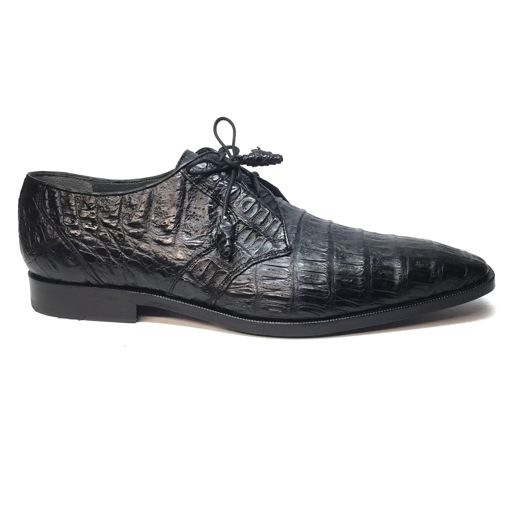 Los Altos Black All-Over Crocodile Lace Up Dress Shoes - Image 2