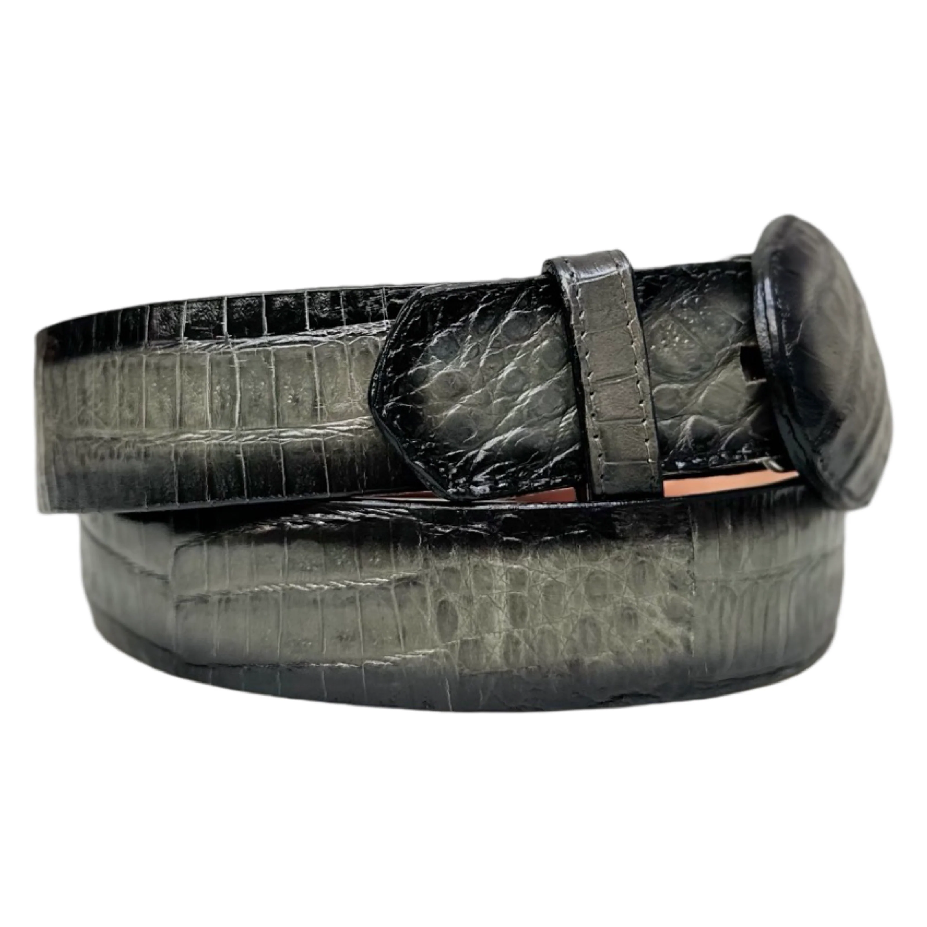 Los Altos Faded Gray Crocodile Belt with Oval Buckle - Image 2