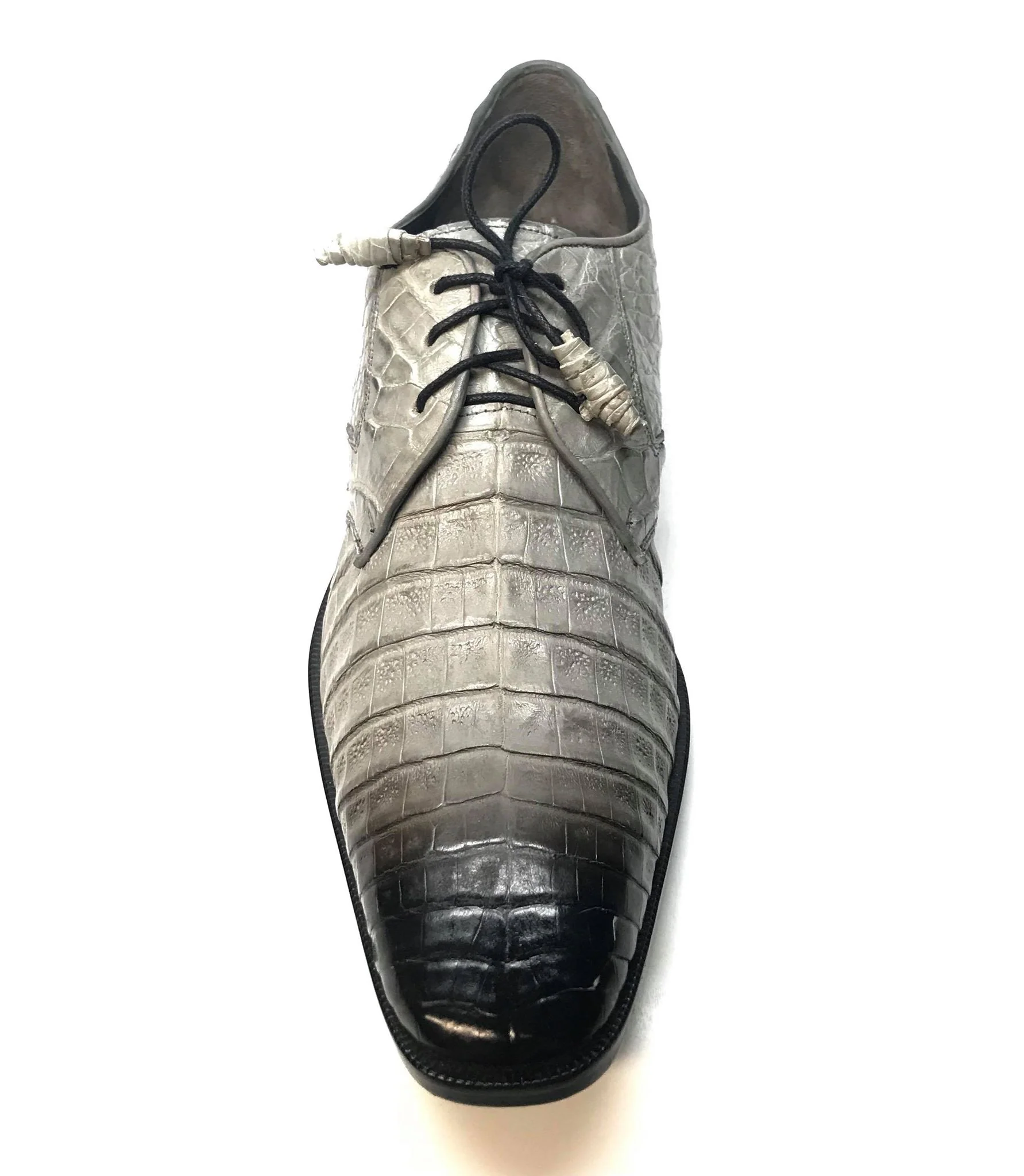 Los Altos Gray All-Over Crocodile Lace Up Dress Shoes - Image 5