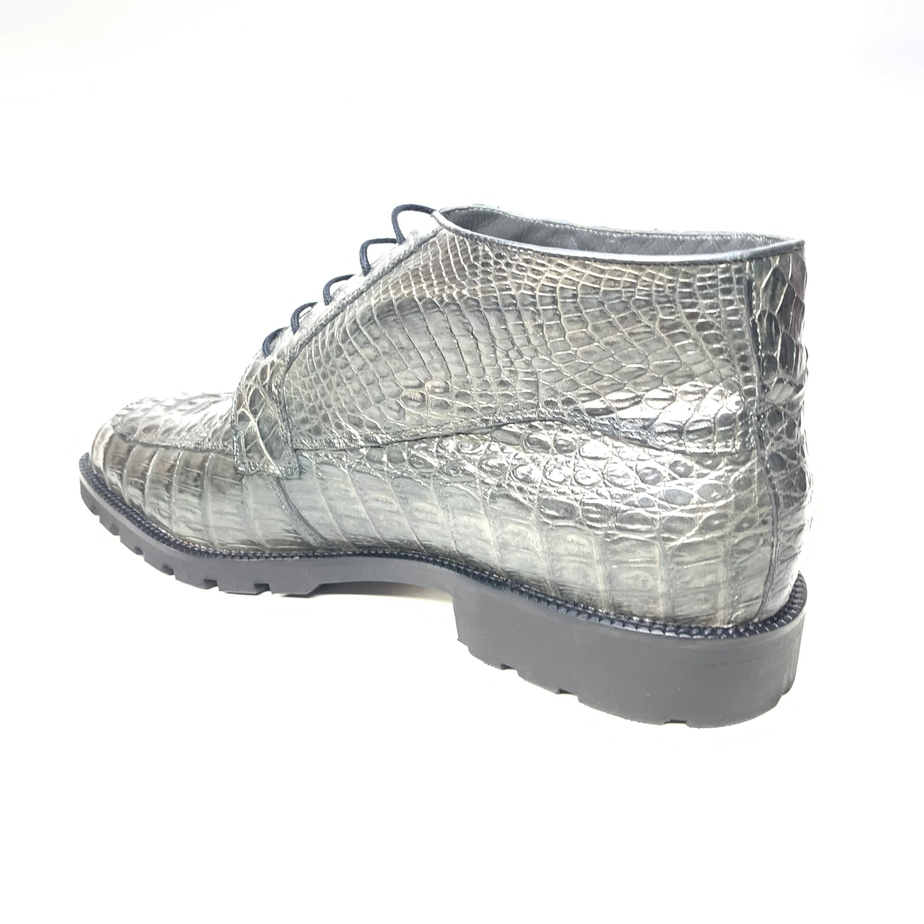 Los Altos Gray Horn-back Crocodile Ankle Boots - Image 3
