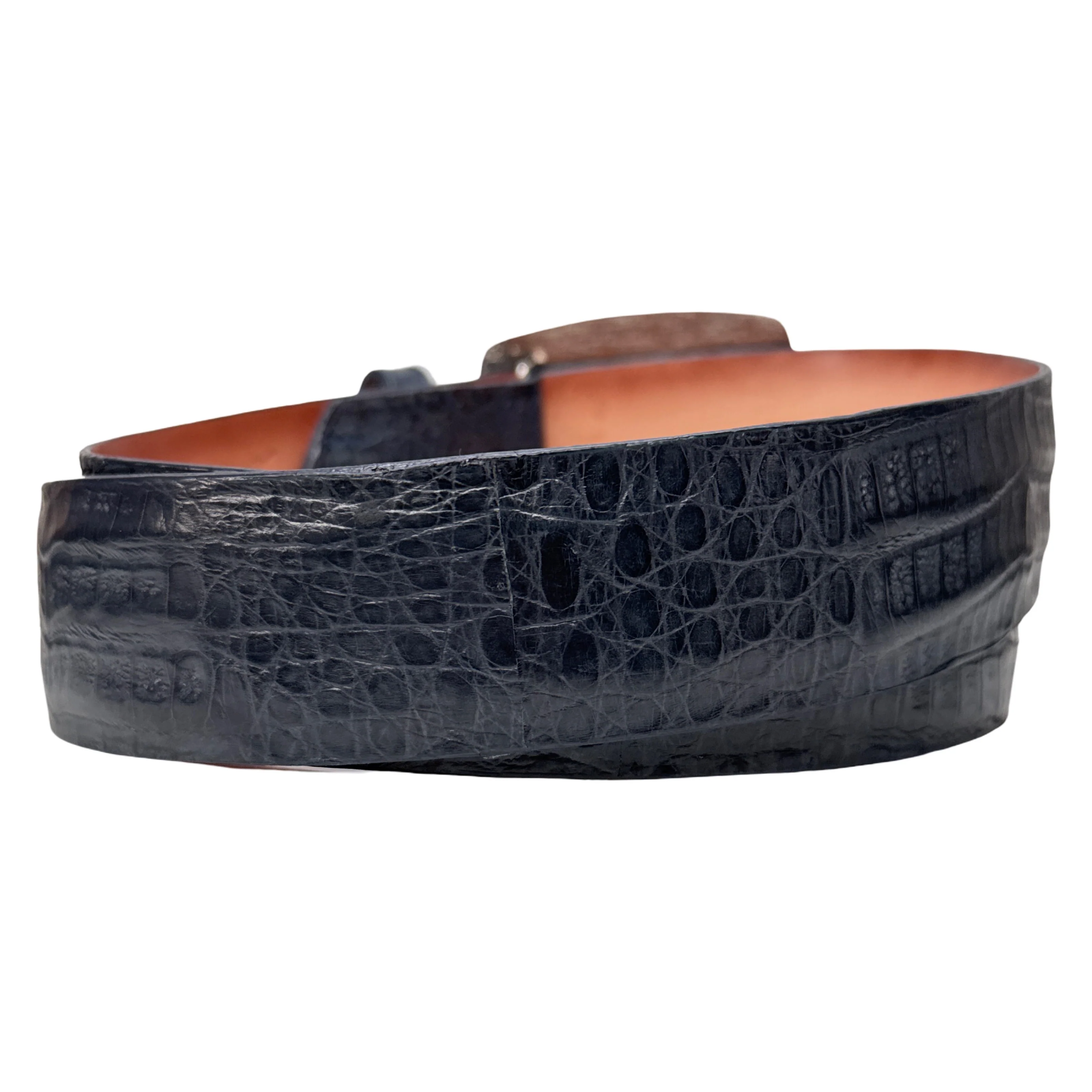 Los Altos Navy Blue Crocodile Belt with Metal Buckle - Image 3