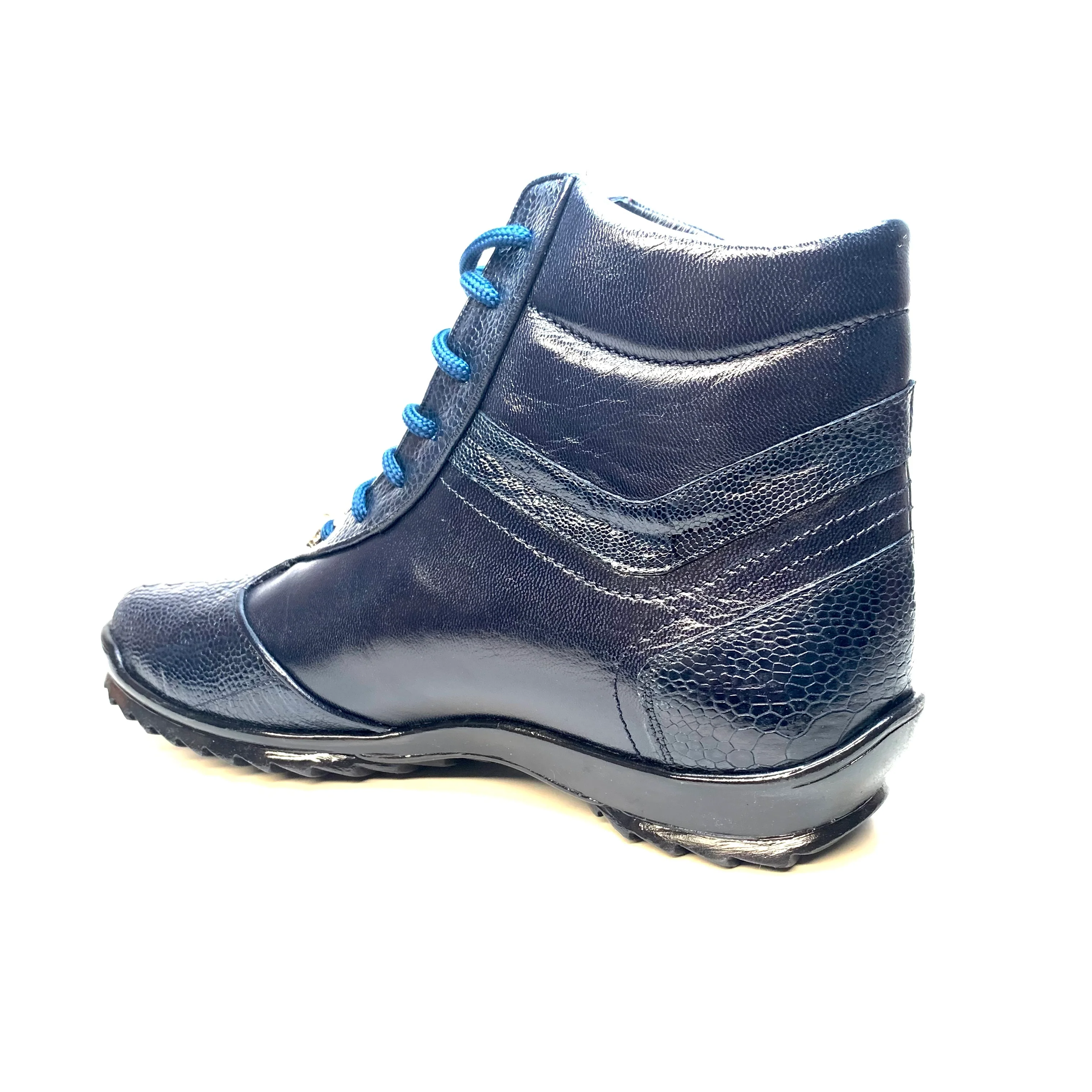 Los Altos Navy Blue Ostrich Leg High-top Sneakers - Image 2