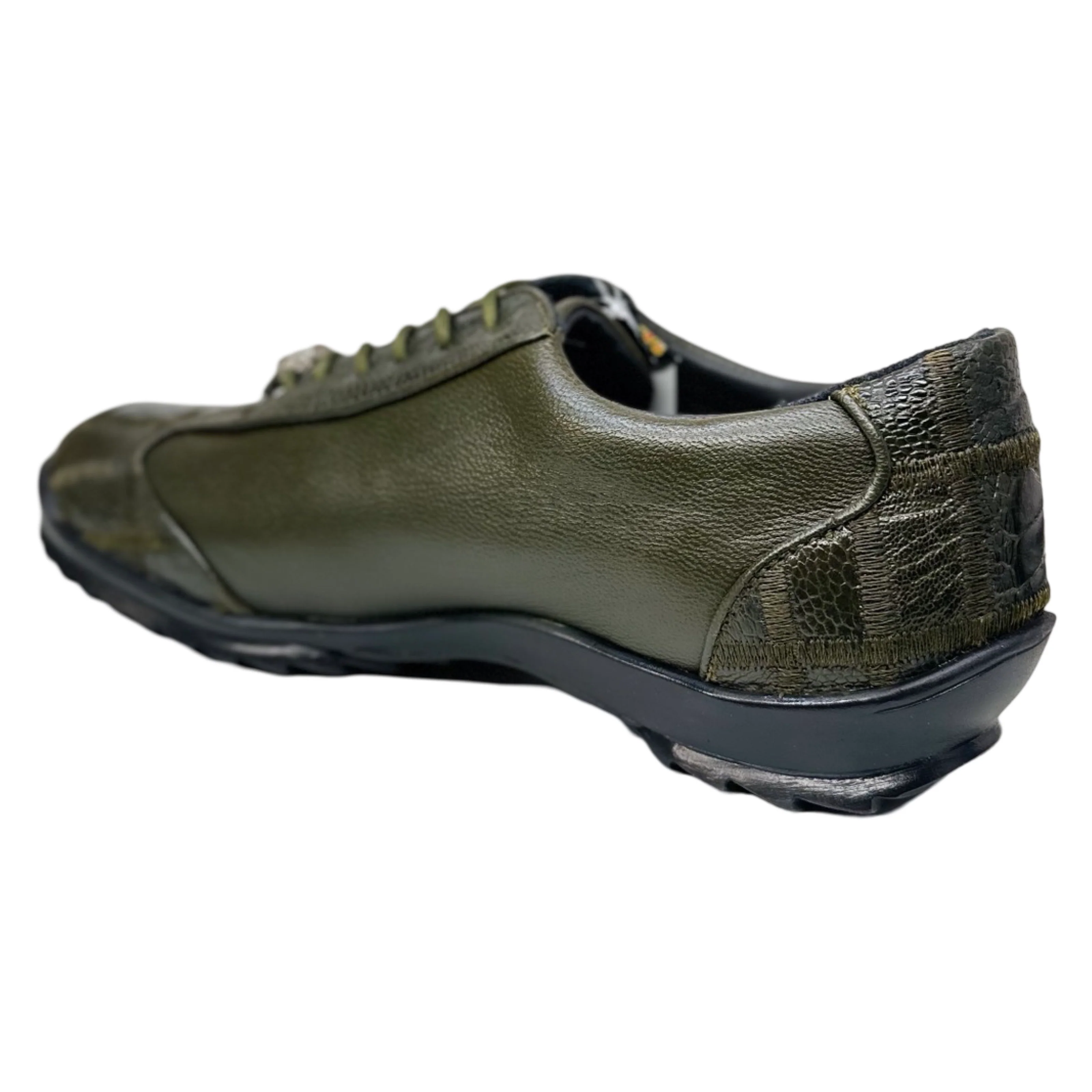 Los Altos Olive Green Ostrich Leg Lace Up Sneakers - Image 4