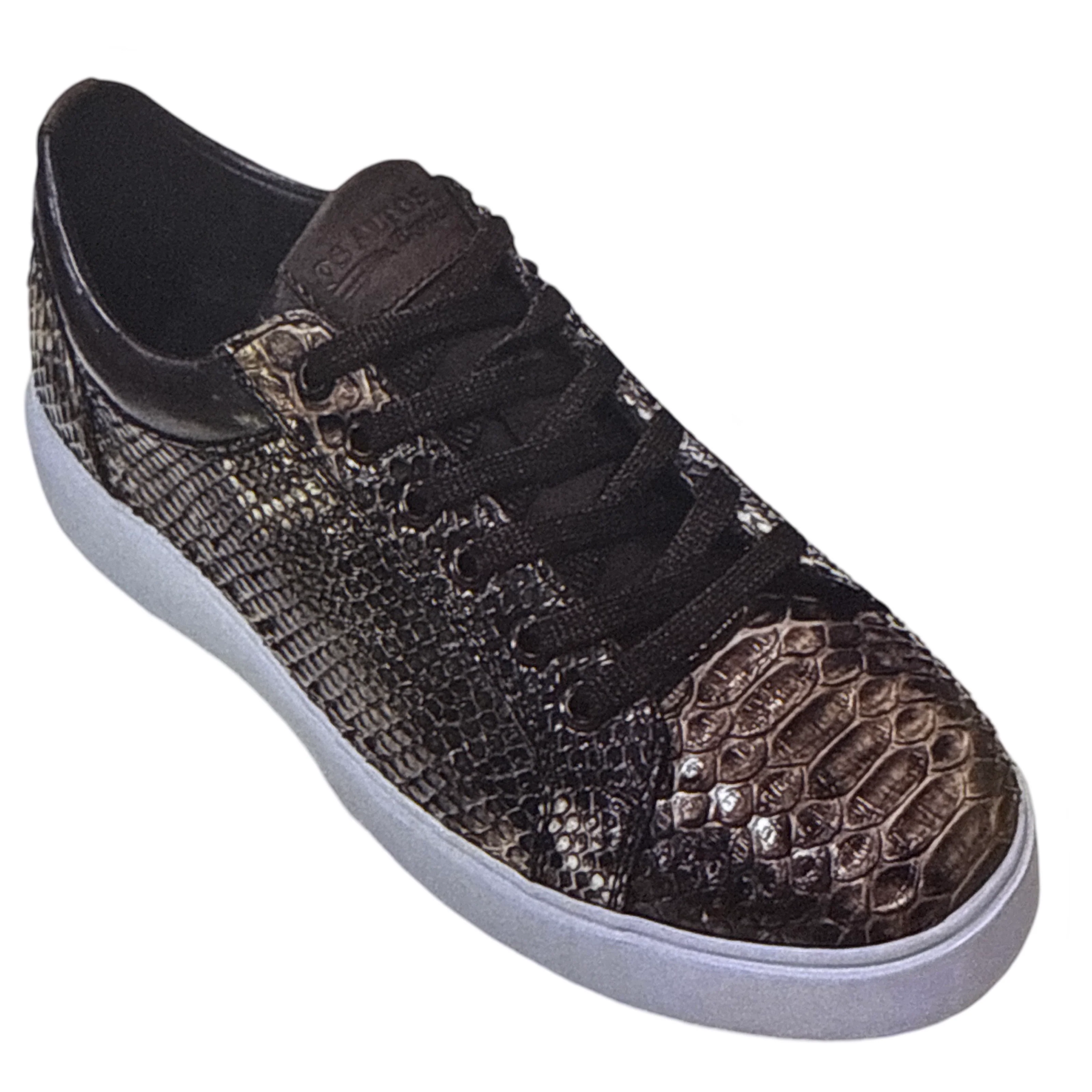 Los Altos Rustic Brown All Over Python Low Top Sneakers / White Sole