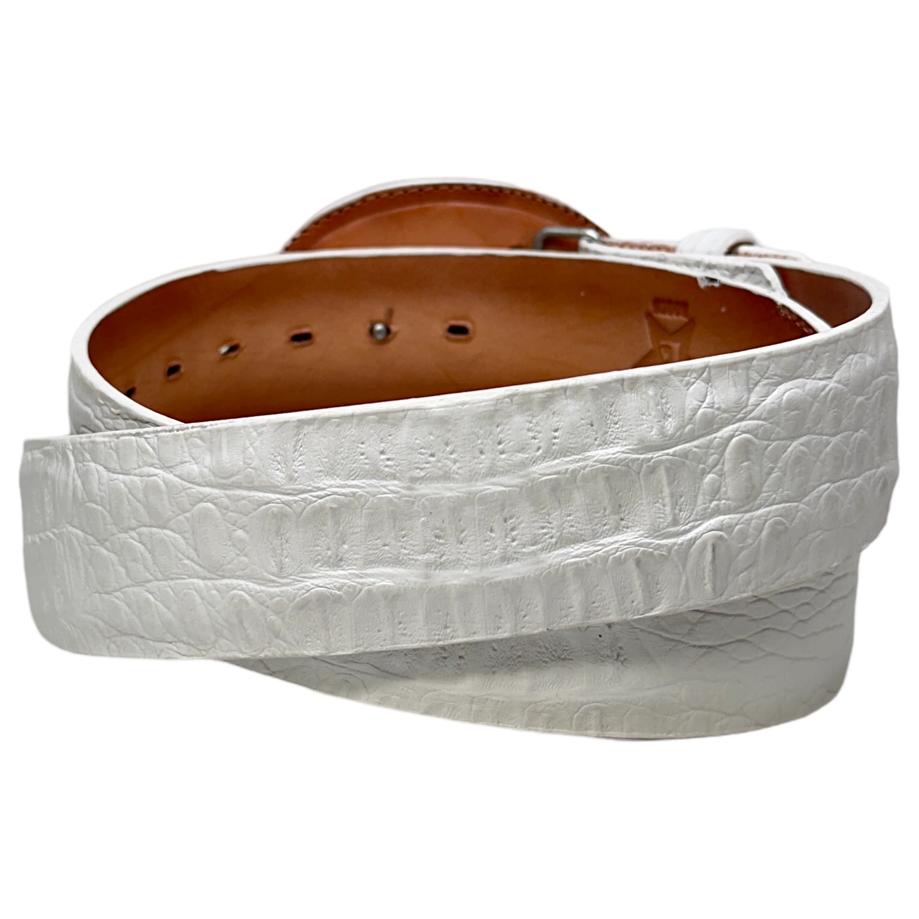Los Altos White Caiman Crocodile Belt - Image 3