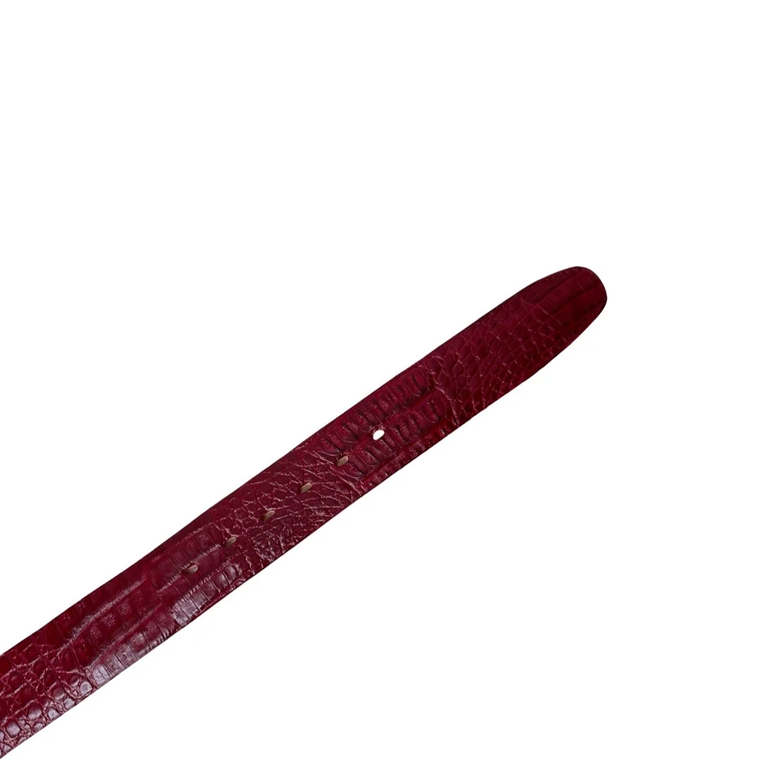 Los Altos Burgundy Hornback Crocodile Belt - Image 3