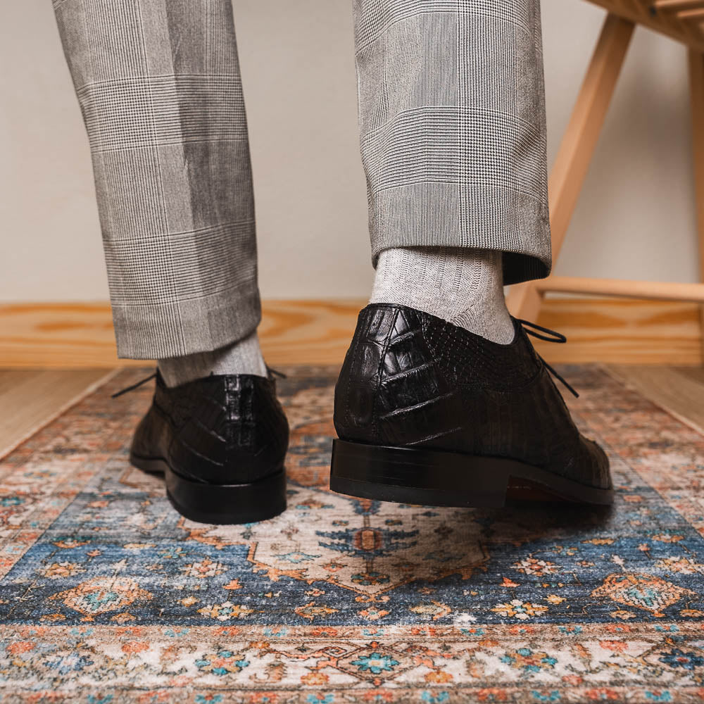 Marco Di Milano Cancun Black Caiman Crocodile Tail Dress Shoes - Image 11