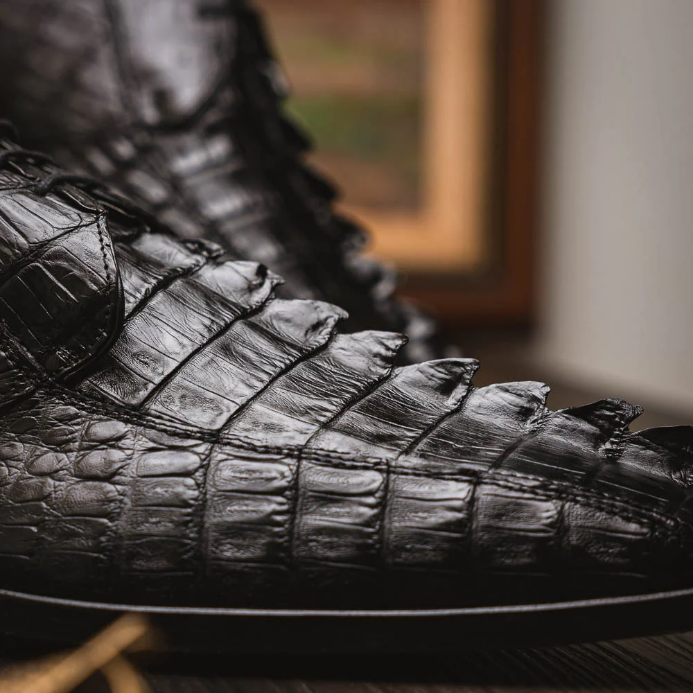 Marco Di Milano Cancun Black Caiman Crocodile Tail Dress Shoes - Image 8