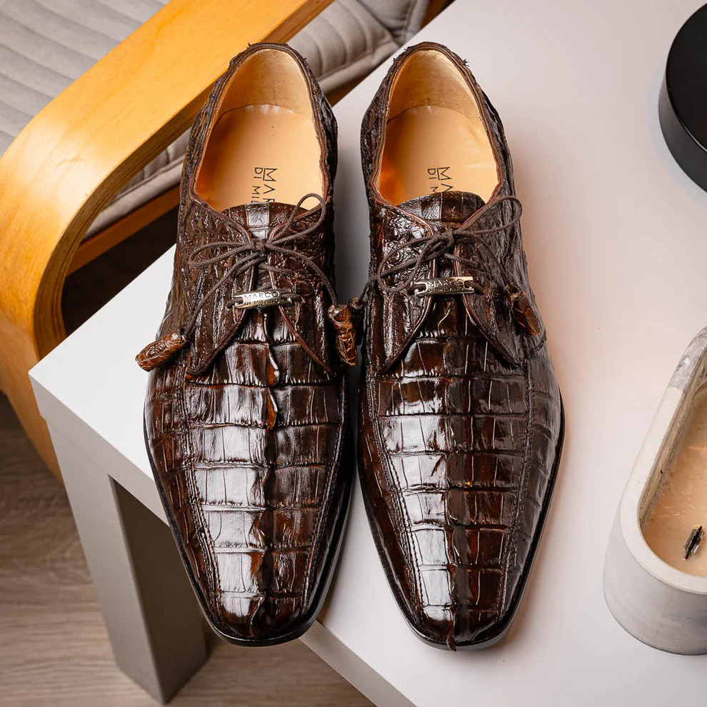 Marco Di Milano Cancun Brown Caiman Crocodile Tail Dress Shoes - Image 12