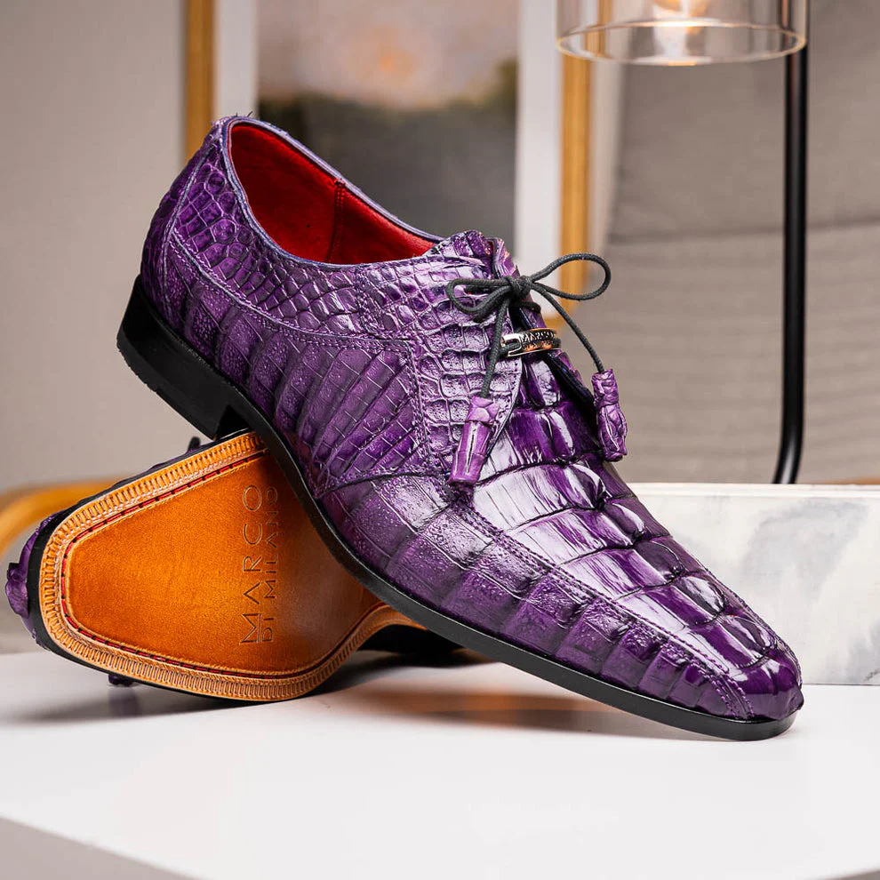 Marco Di Milano Cancun Purple Caiman Crocodile Tail Dress Shoes - Image 10