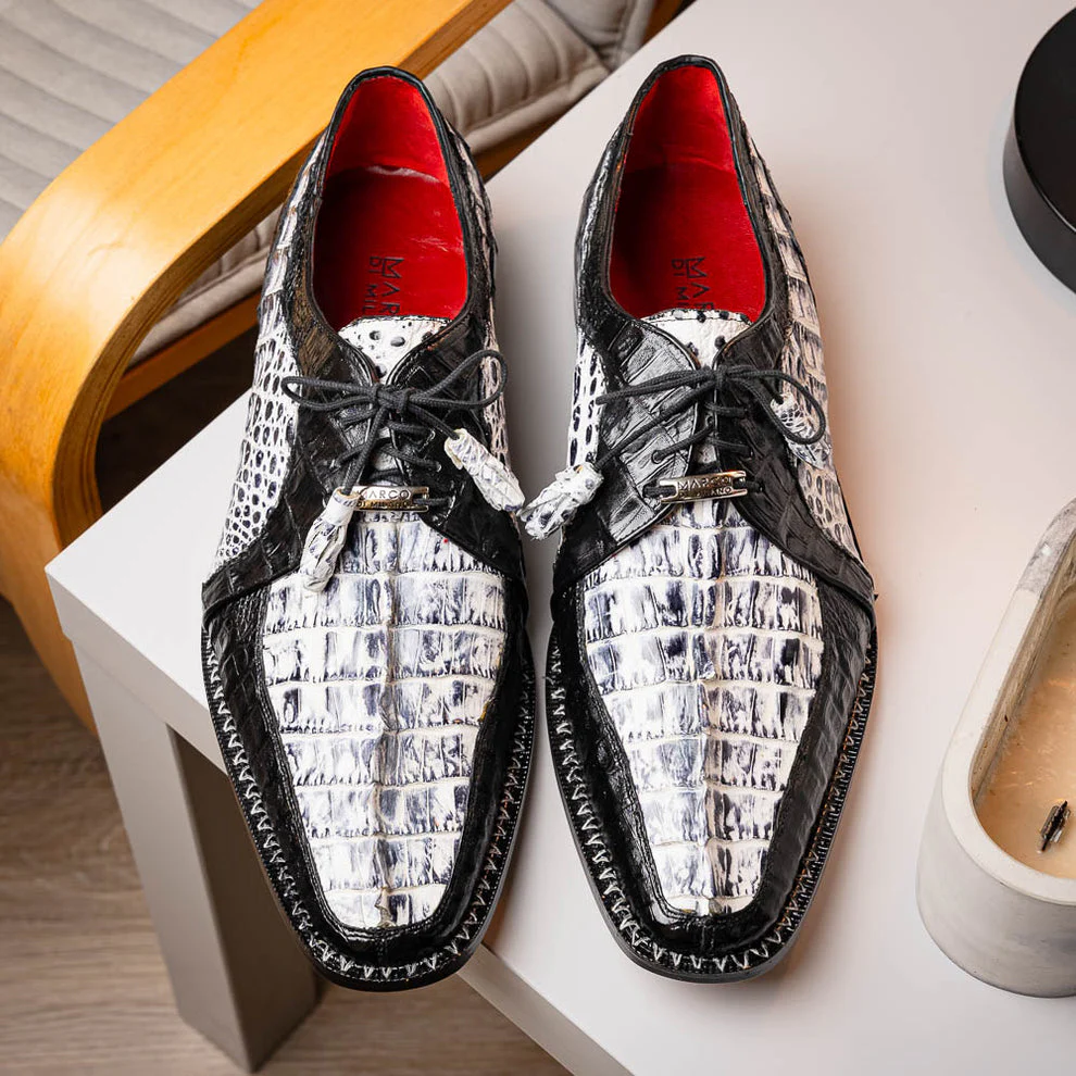 Marco Di Milano Caribe Black Caiman Crocodile Tail Dress Shoes - Image 13