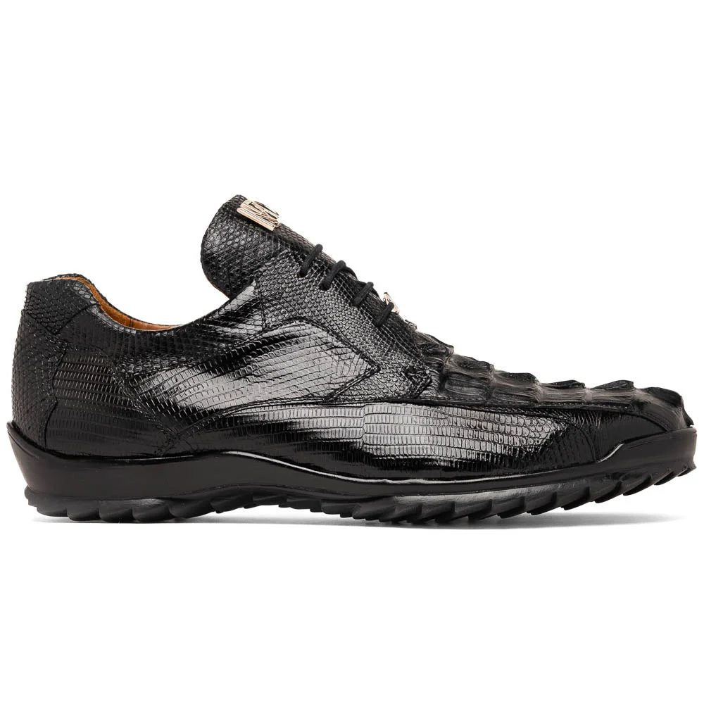 Marco Di Milano Crater Black Crocodile / Lizard Derby Sneakers - Image 2