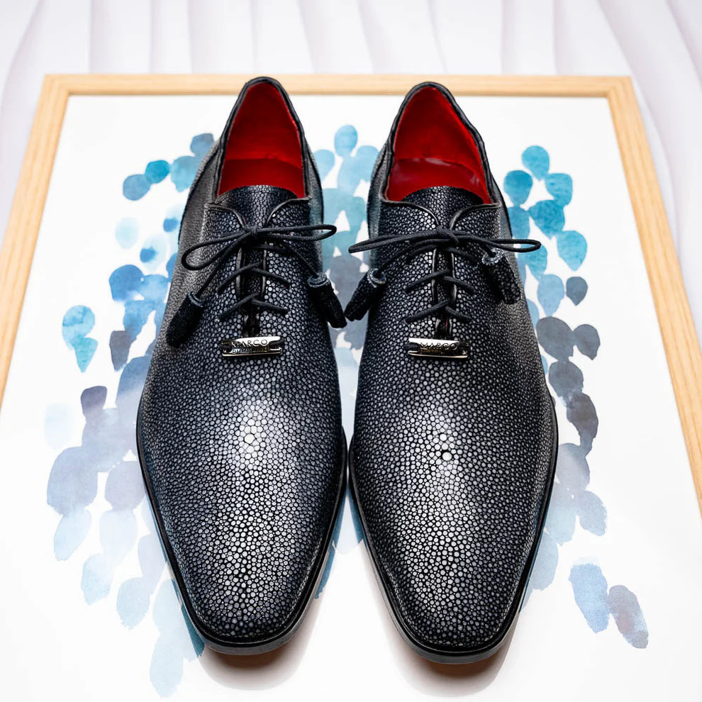 Marco Di Milano Criss Black Stingray Oxford Dress Shoes - Image 12