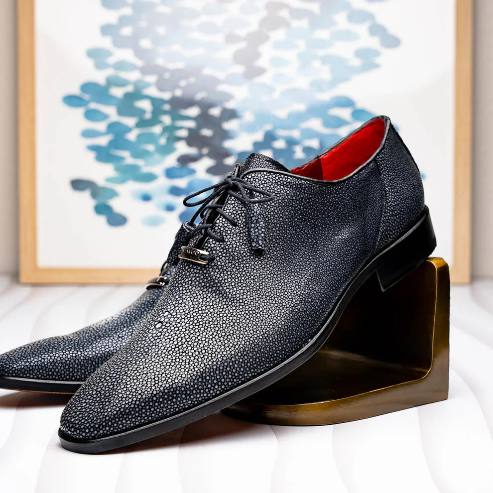 Marco Di Milano Criss Black Stingray Oxford Dress Shoes - Image 9
