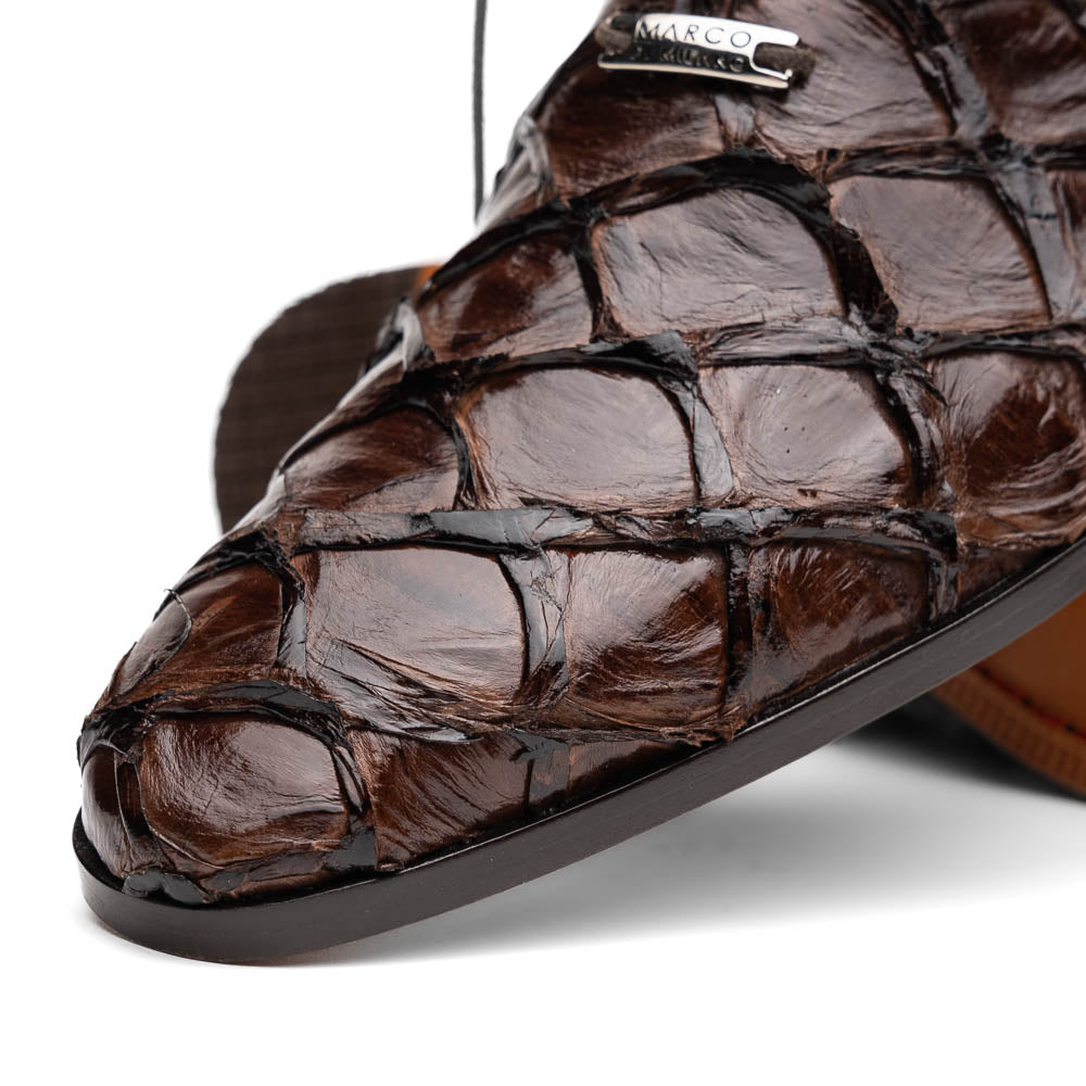 Marco Di Milano Olivieri Brown Pirarucu Oxford Dress Shoes - Image 3