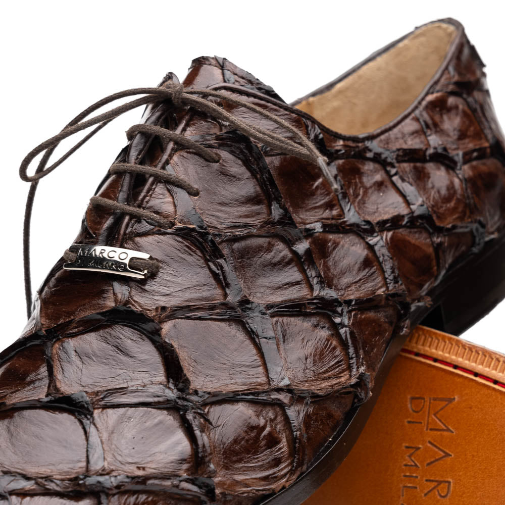 Marco Di Milano Olivieri Brown Pirarucu Oxford Dress Shoes - Image 4
