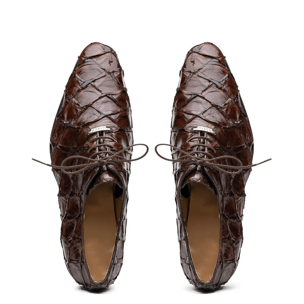 Marco Di Milano Olivieri Brown Pirarucu Oxford Dress Shoes - Image 5