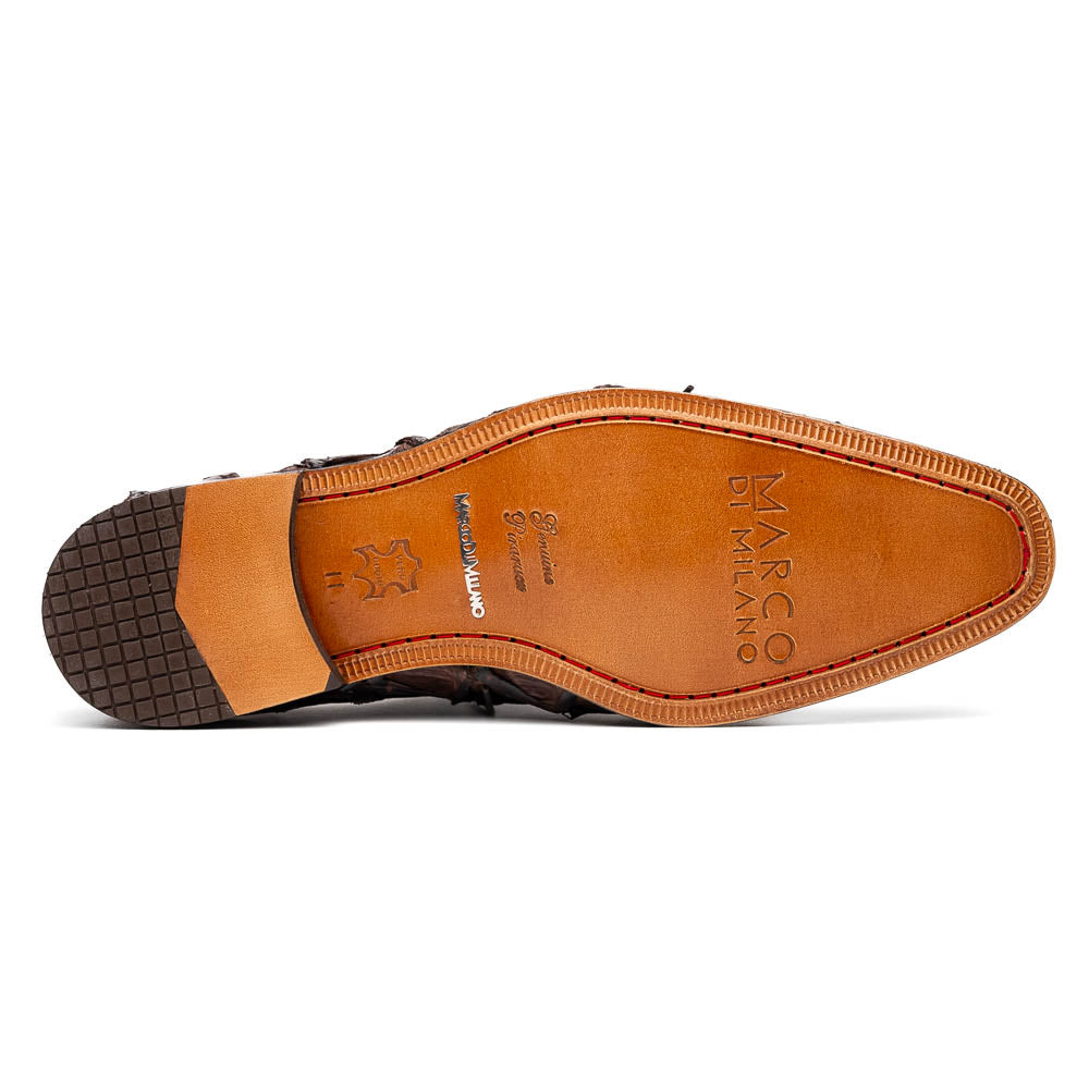 Marco Di Milano Olivieri Brown Pirarucu Oxford Dress Shoes - Image 6