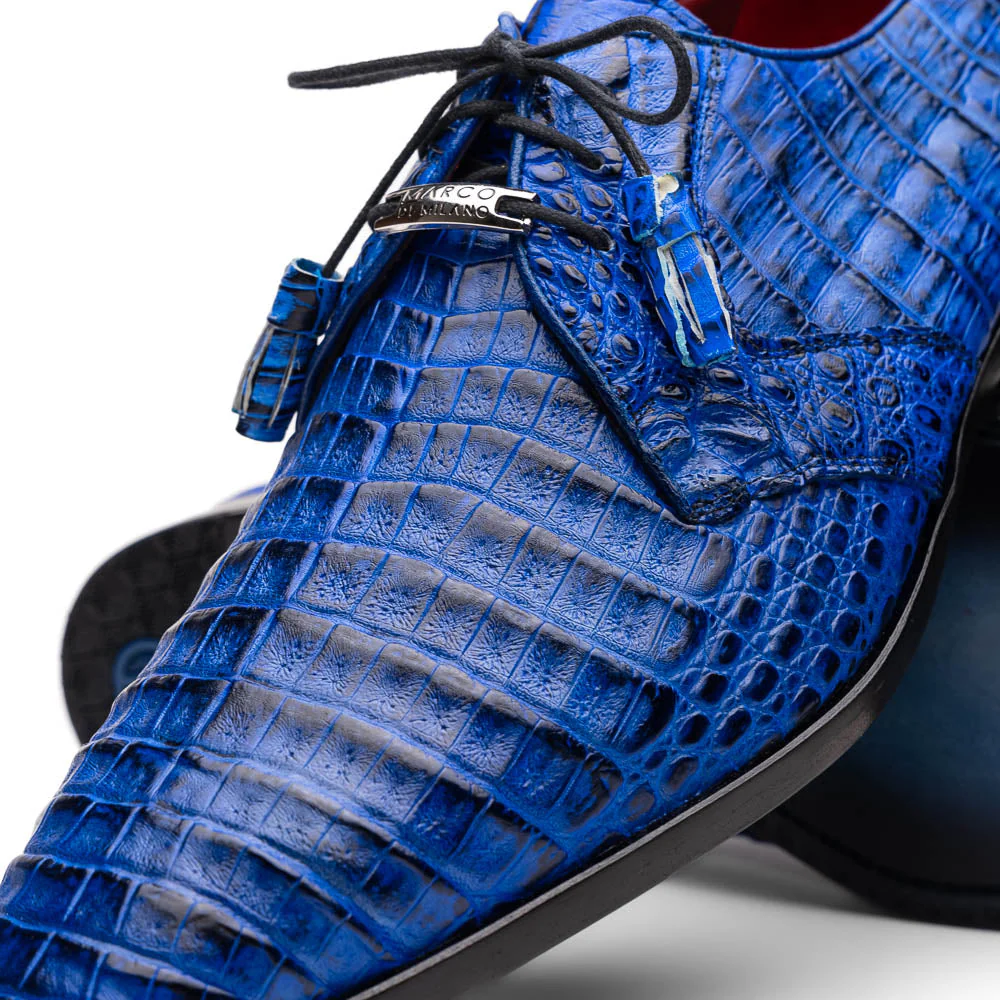 Marco Di Milano Lacio Electric Blue Caiman Crocodile Dress Shoes - Image 4
