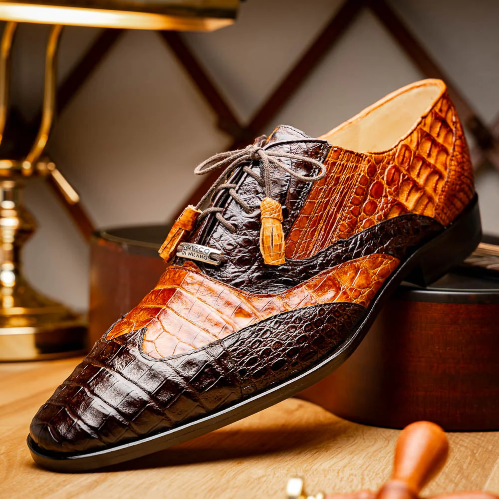 Marco Di Milano Luciano Brown / Cognac Caiman Crocodile Dress Shoes - Image 10