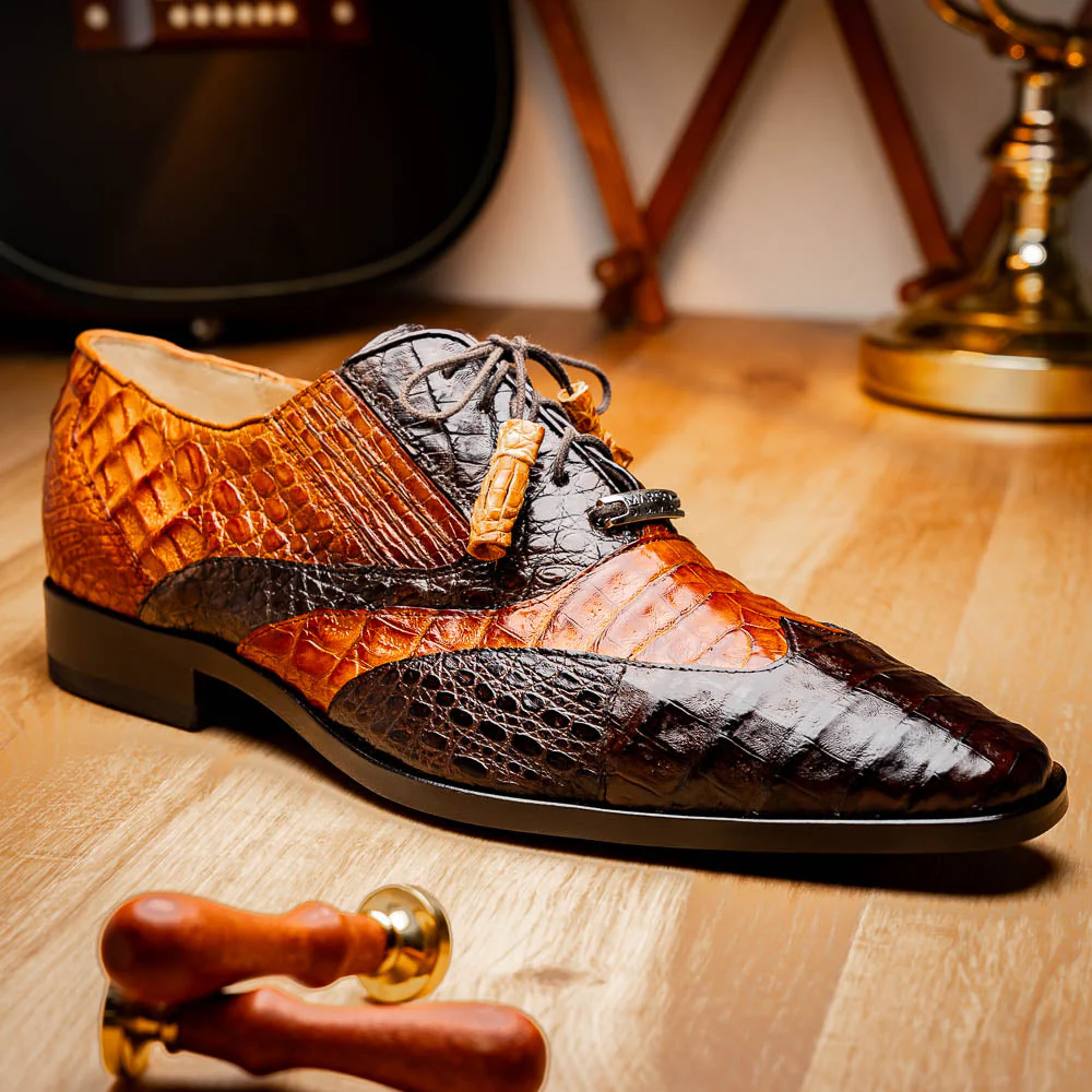 Marco Di Milano Luciano Brown / Cognac Caiman Crocodile Dress Shoes - Image 9