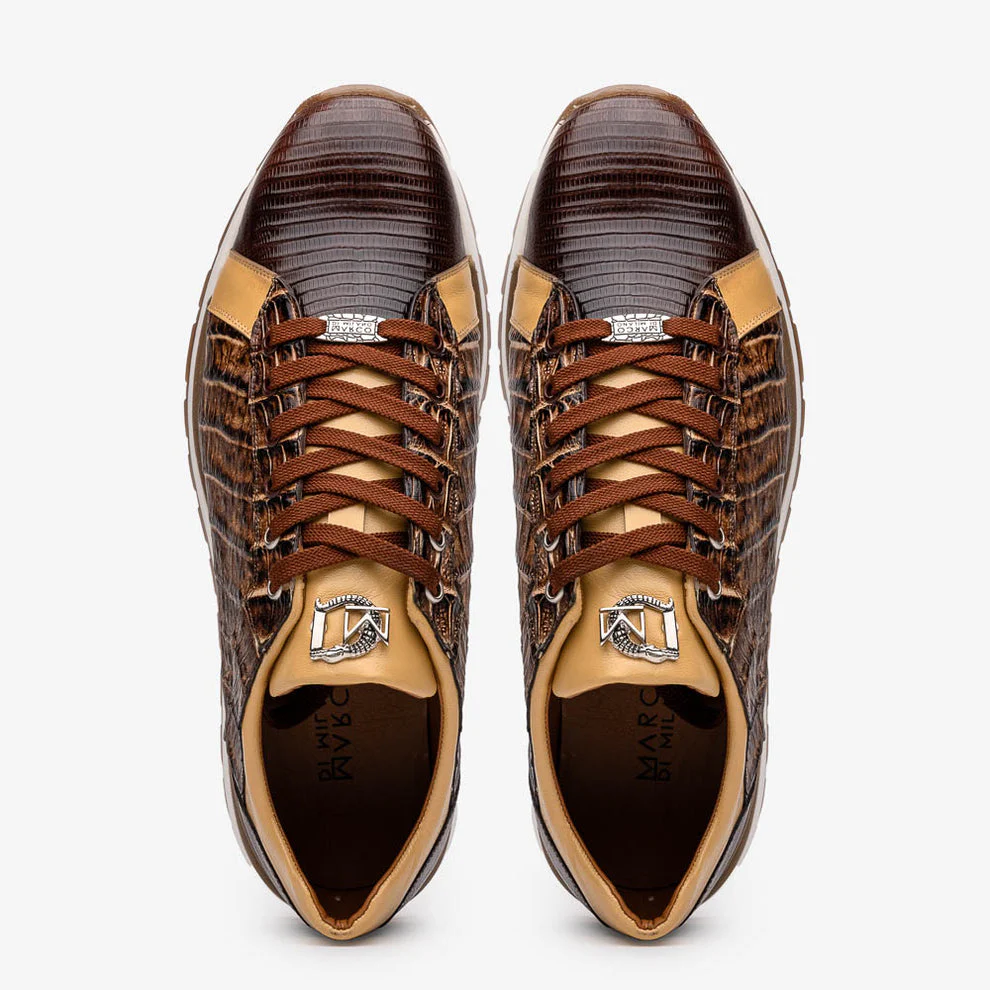 Marco Di Milano Portici Orix Brown Caiman Crocodile & Lizard Sneakers - Image 5